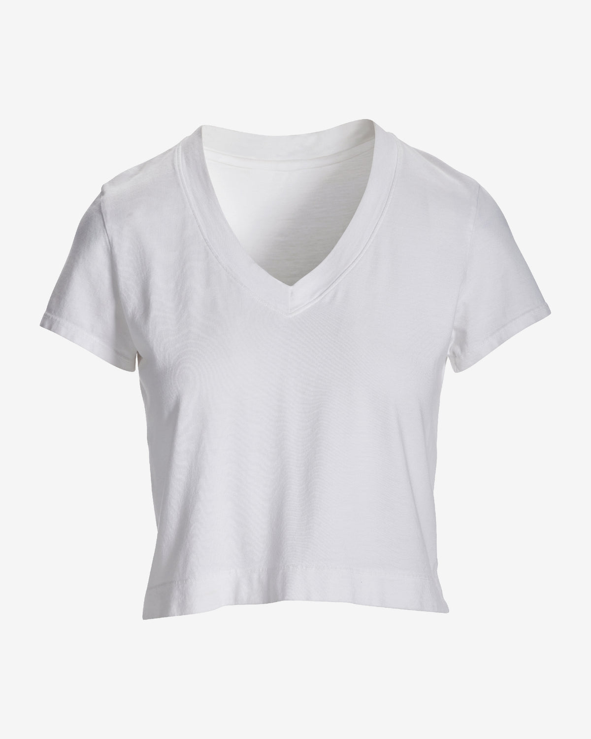 Cotton V Neck Short Sleeve Tee Pure White