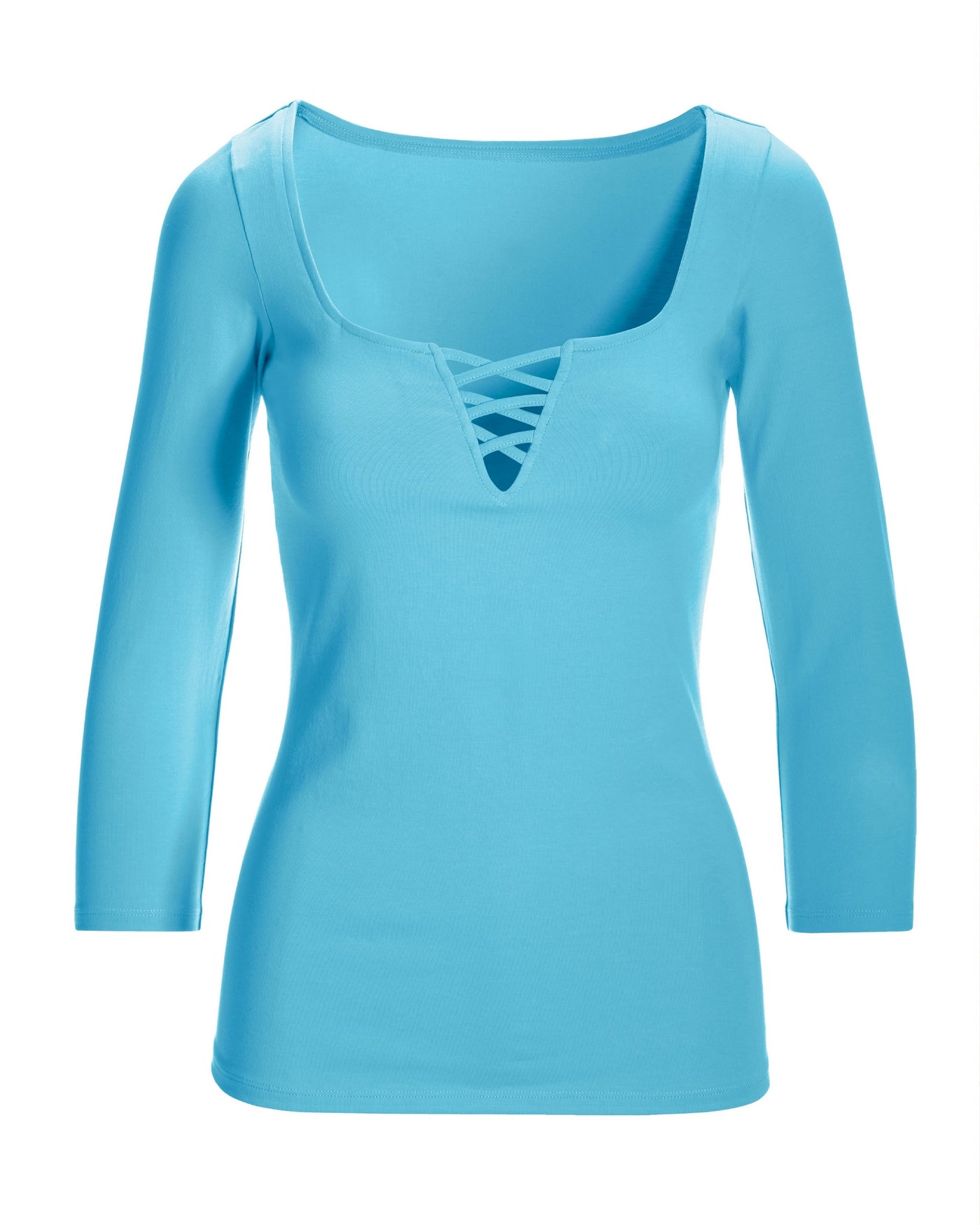 So Sexy Lace Up Knit Top Baltic Sea