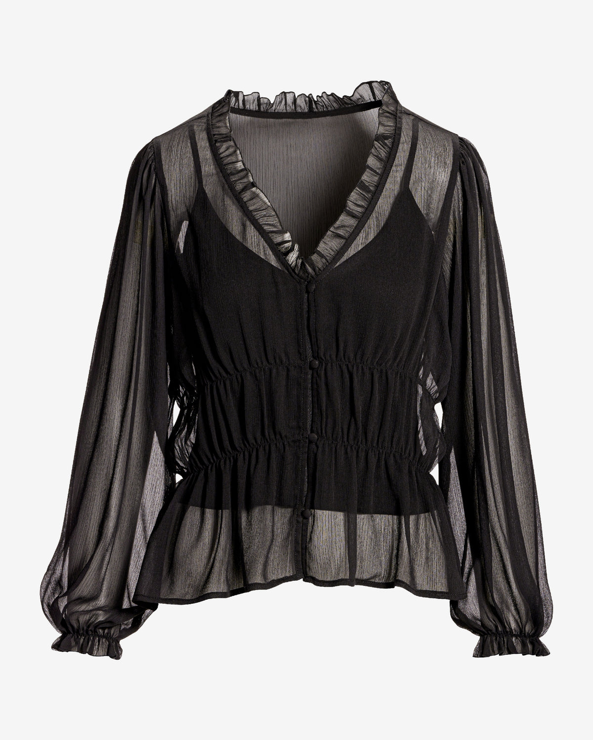 Easy Chic Balloon Sleeve Blouse Black