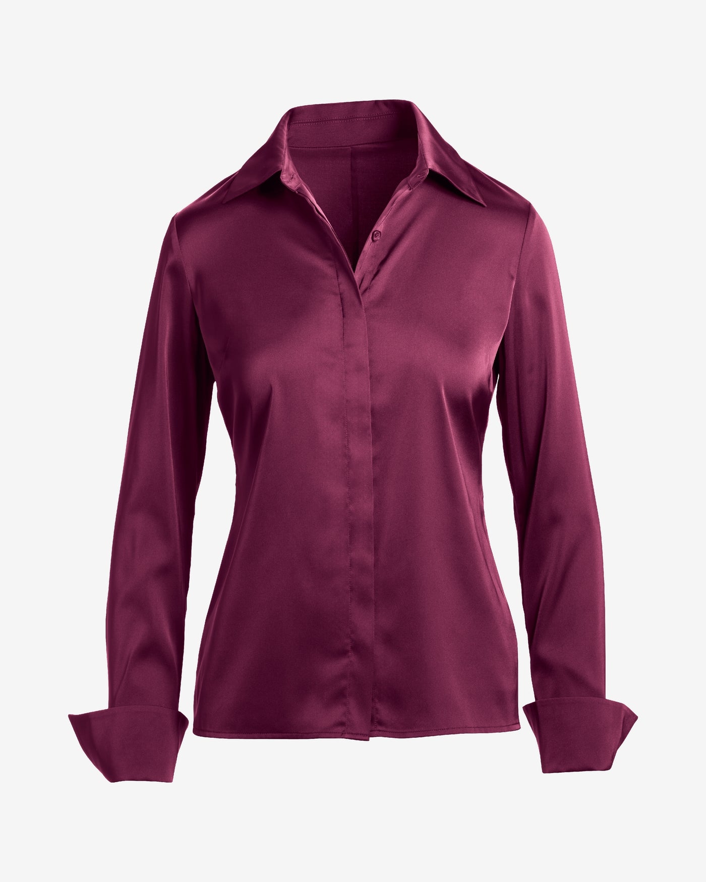 Sophia Button-Up Charmeuse Blouse Windsor Wine