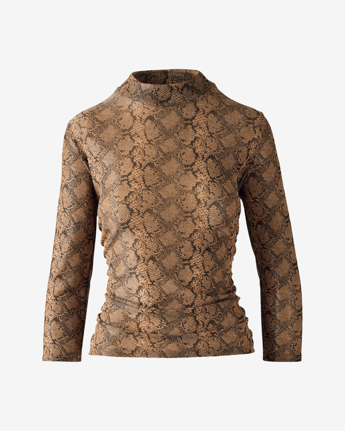 Metallic Printed Mock Neck Knit Top Brown Multi