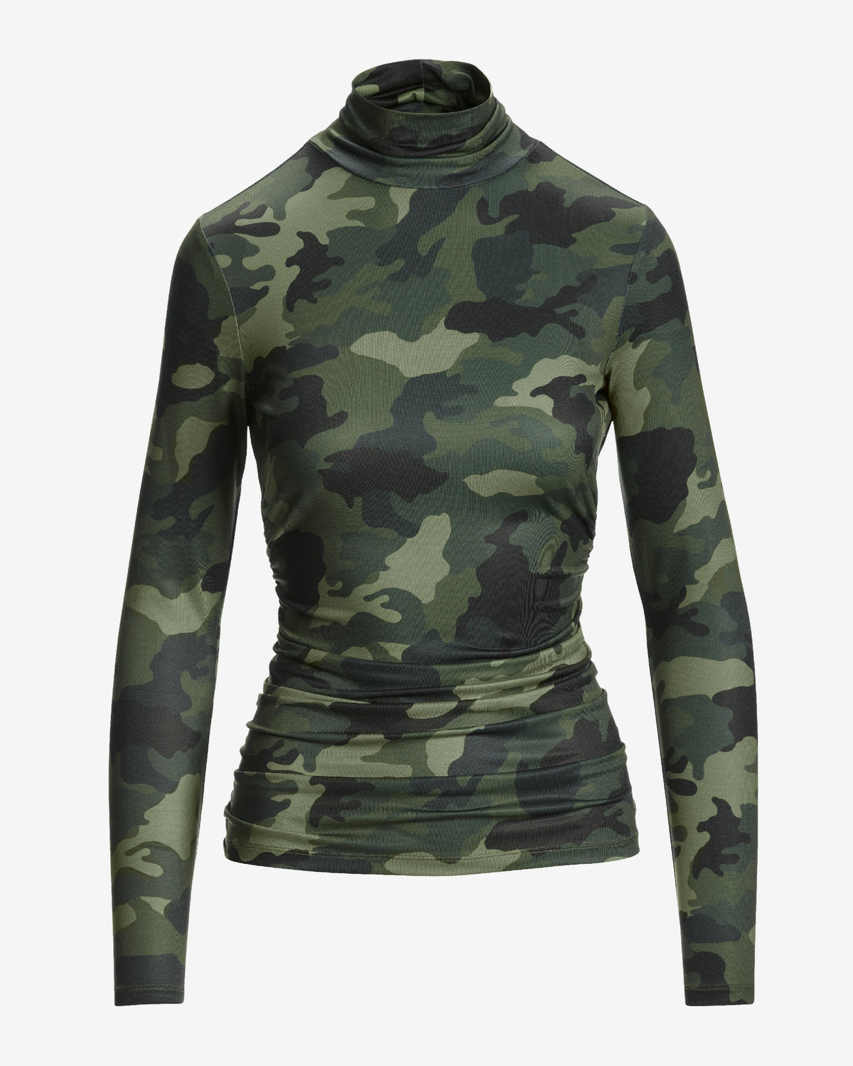 So Chic City Camo Printed Turtleneck Top Green/Black