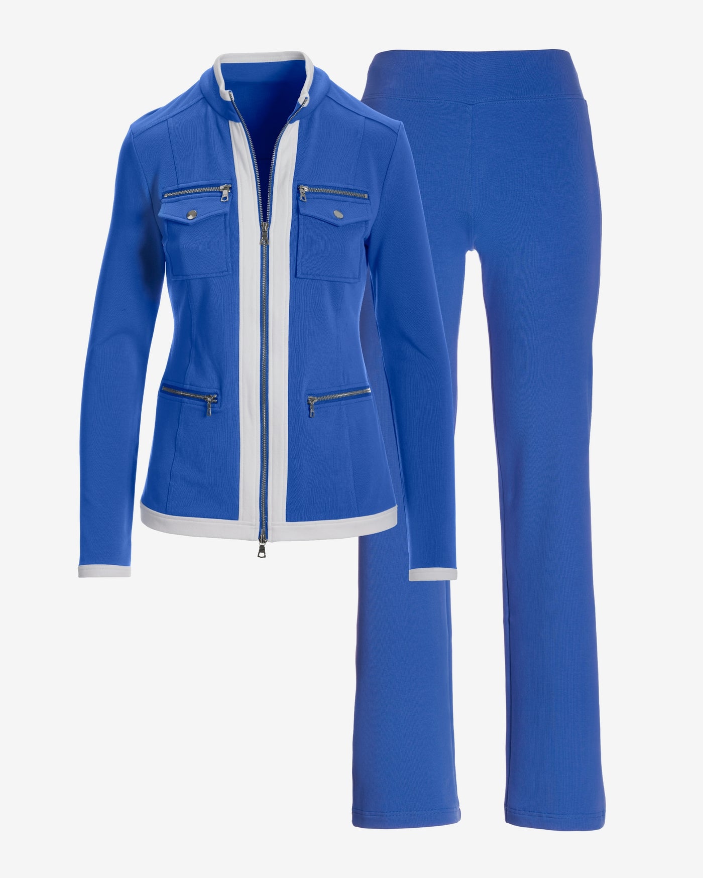 Chic Zippered Sport Coordinate Set Palace Blue