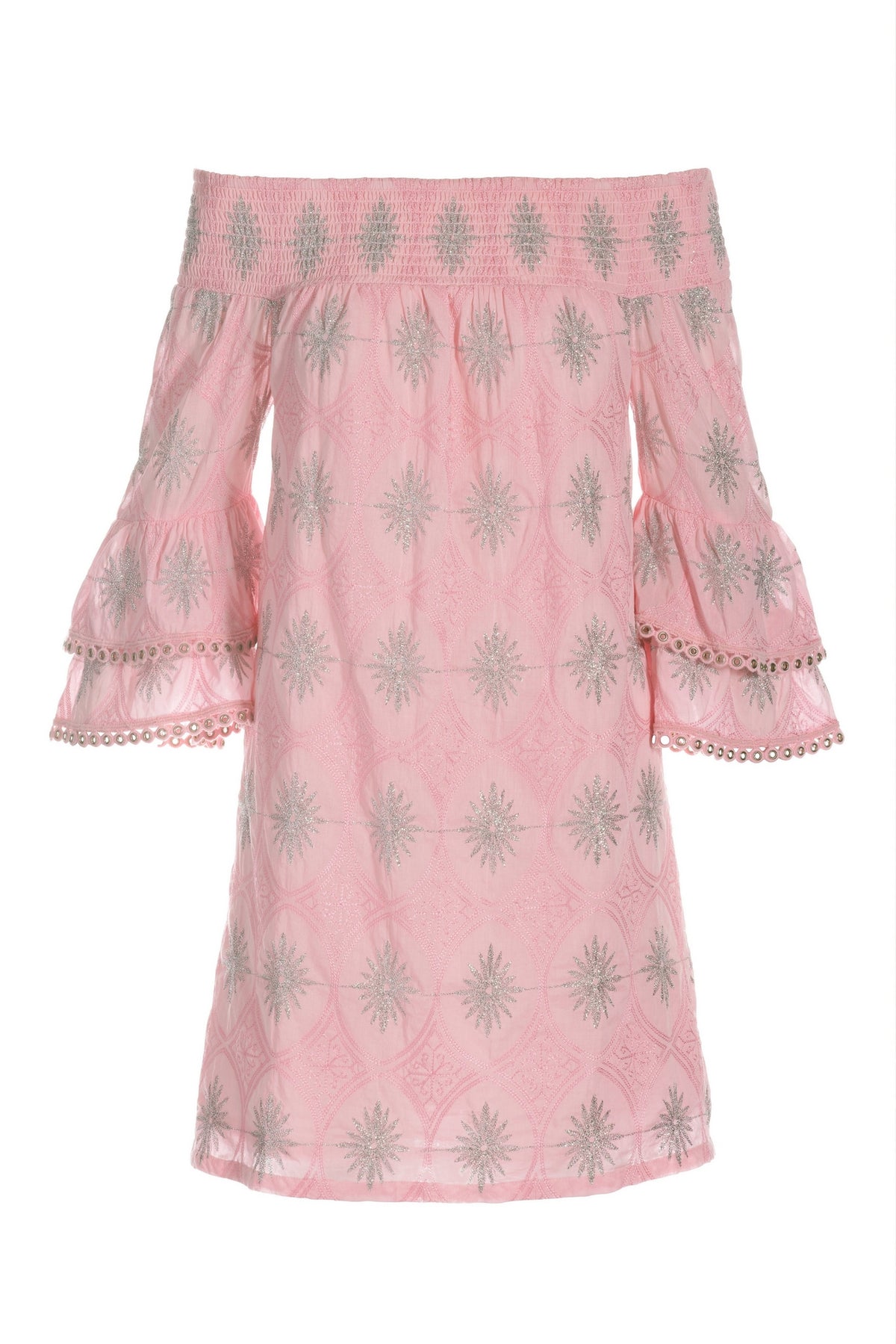 Metallic Detail Off-The-Shoulder Dress Almond Blossom