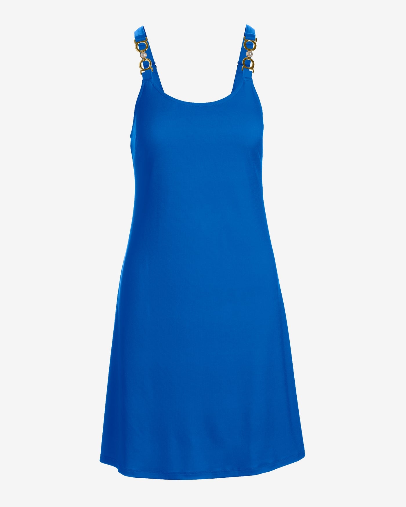 Pearl Trim A Line Knit Dress Lapis Blue