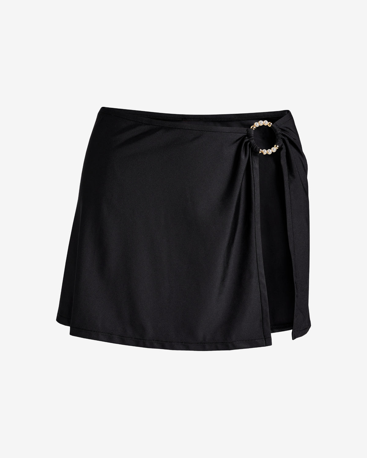 Red Carter Pearl Ring Detail Coverup Skirt Black