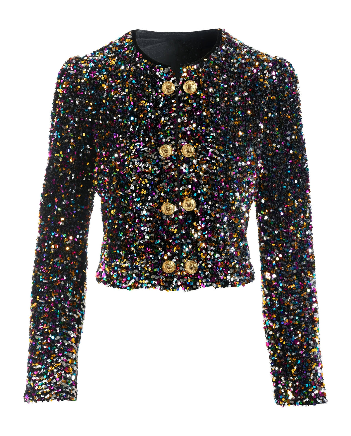 Effortless Multi Sequin Puff Sleeve Bolero Jacket Multi