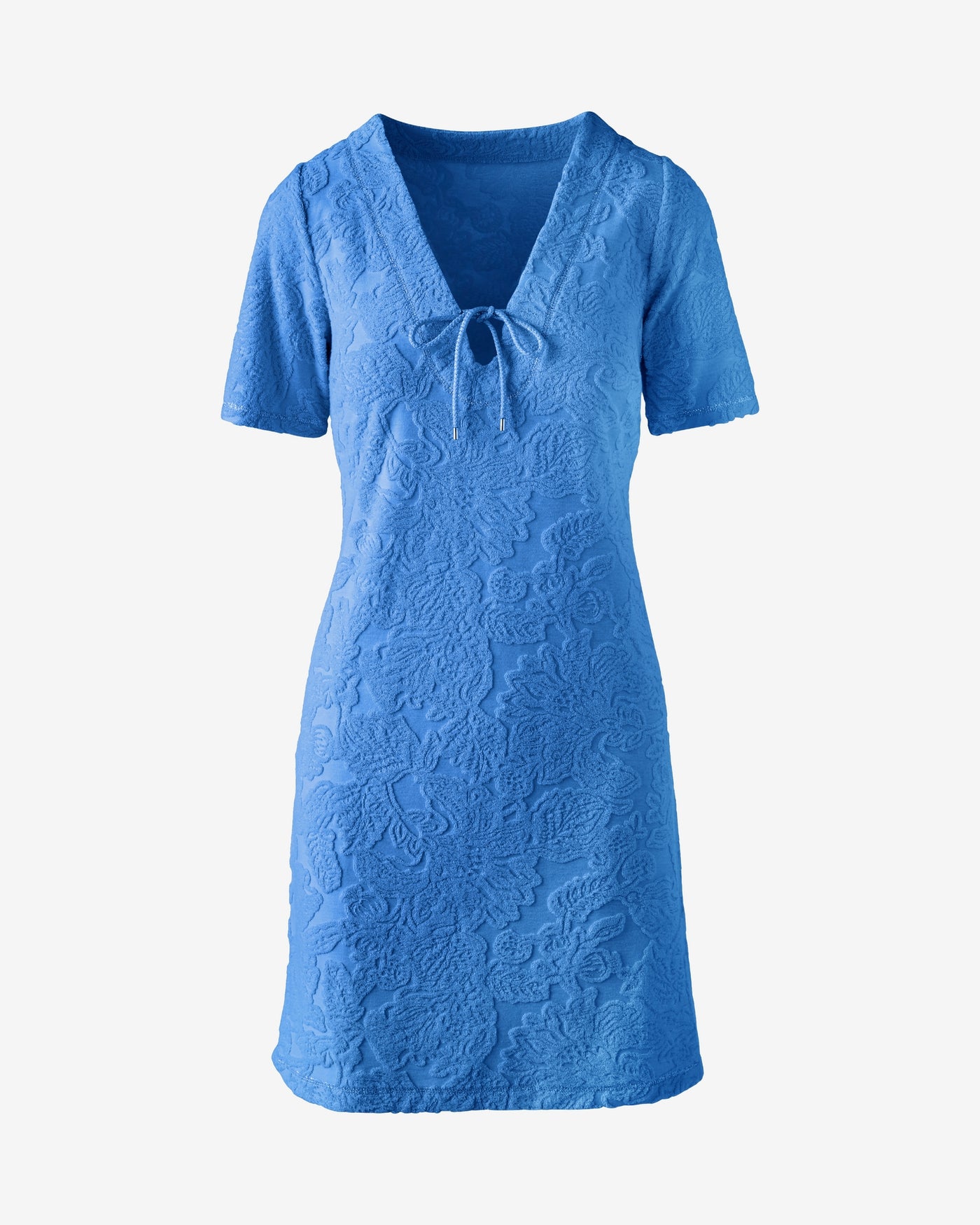 Textured Beach Terry Tie Front Shirt Dress Ultramarine