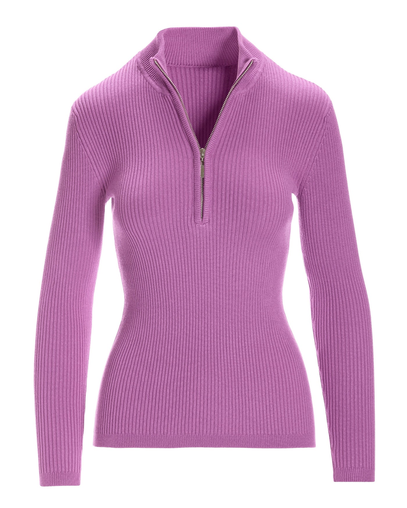Ribbed Half Zip Up Sweater Iris Orchid