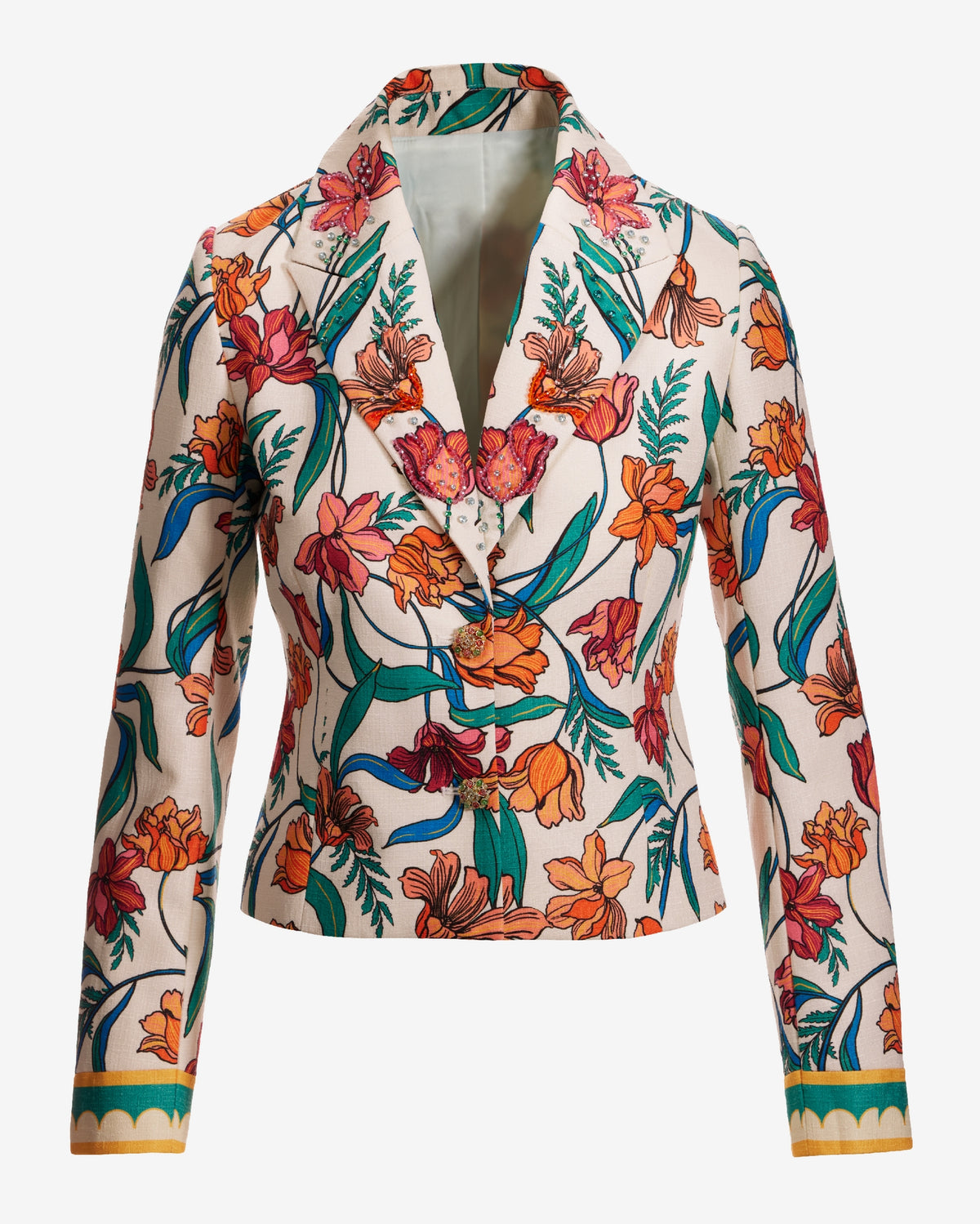 Print Tweed Embellished Jacket Italian Vines