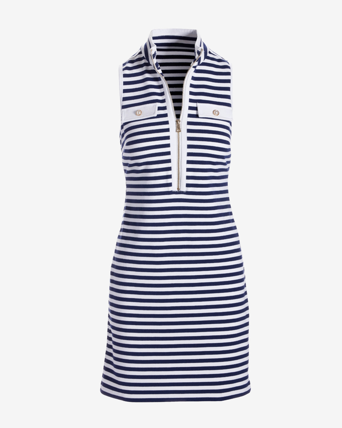 Stripe Pearl French Terry Dress Navy/White