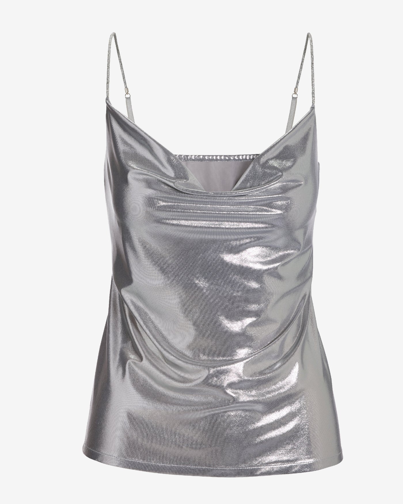 Metallic Cowl Neck Cami Silver