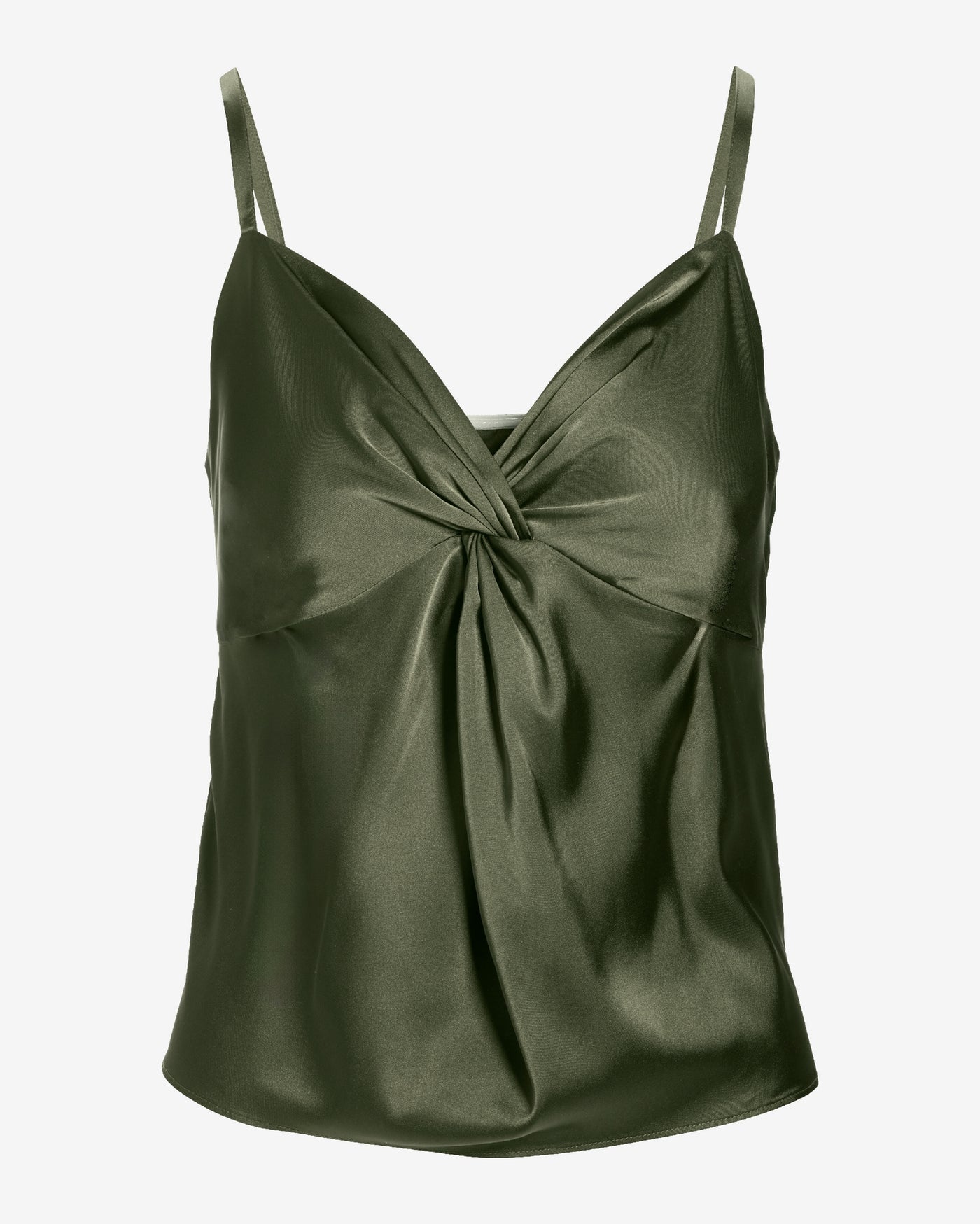 Lia Twist Front Charmeuse Tank Olive