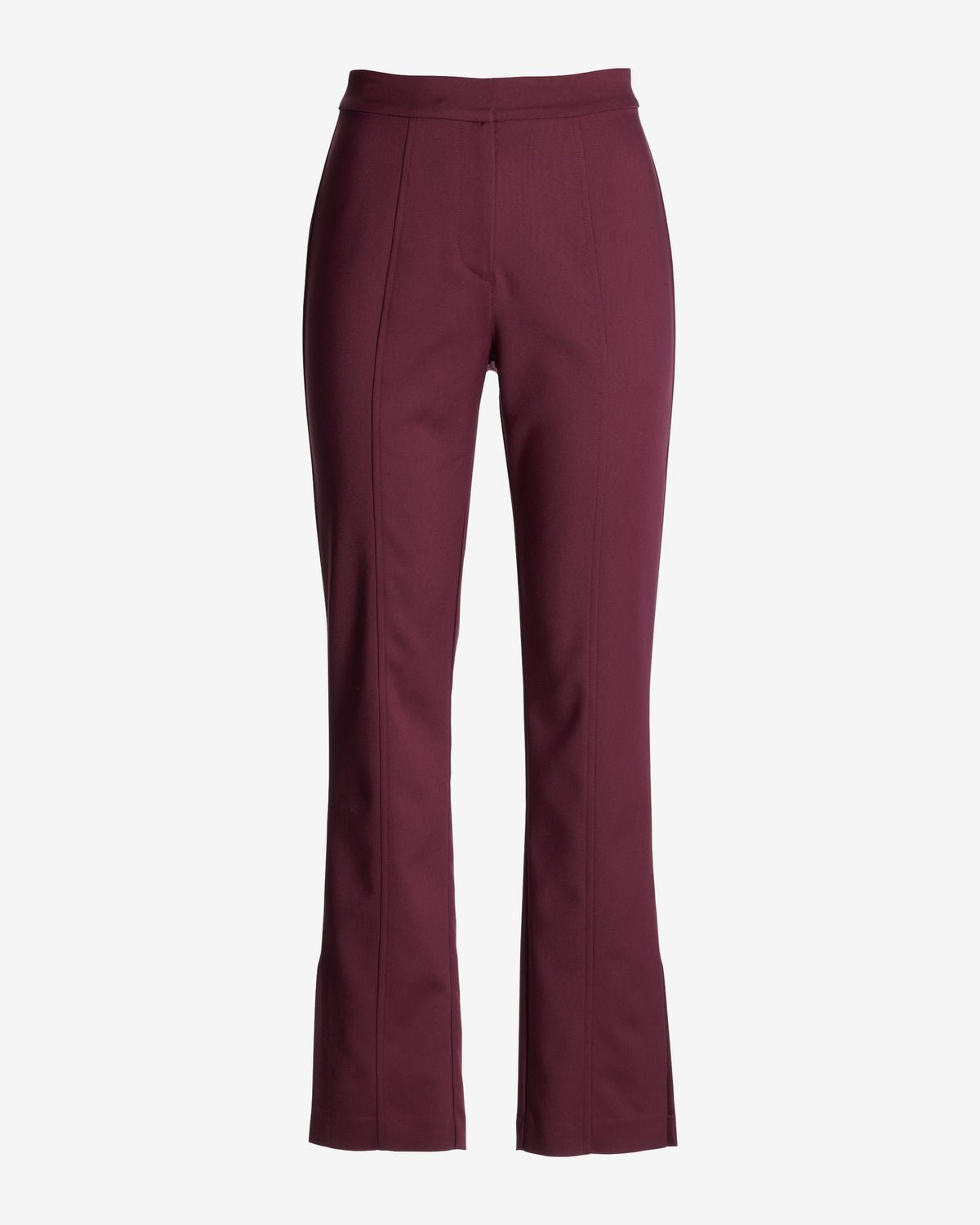 Newport Modern Slim Straight Side Slit Trouser Pant Black Cherry