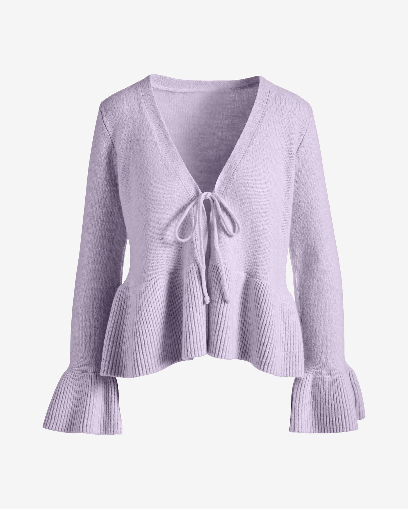 Flare Sleeve Tie Front Cardigan Pastel Lilac