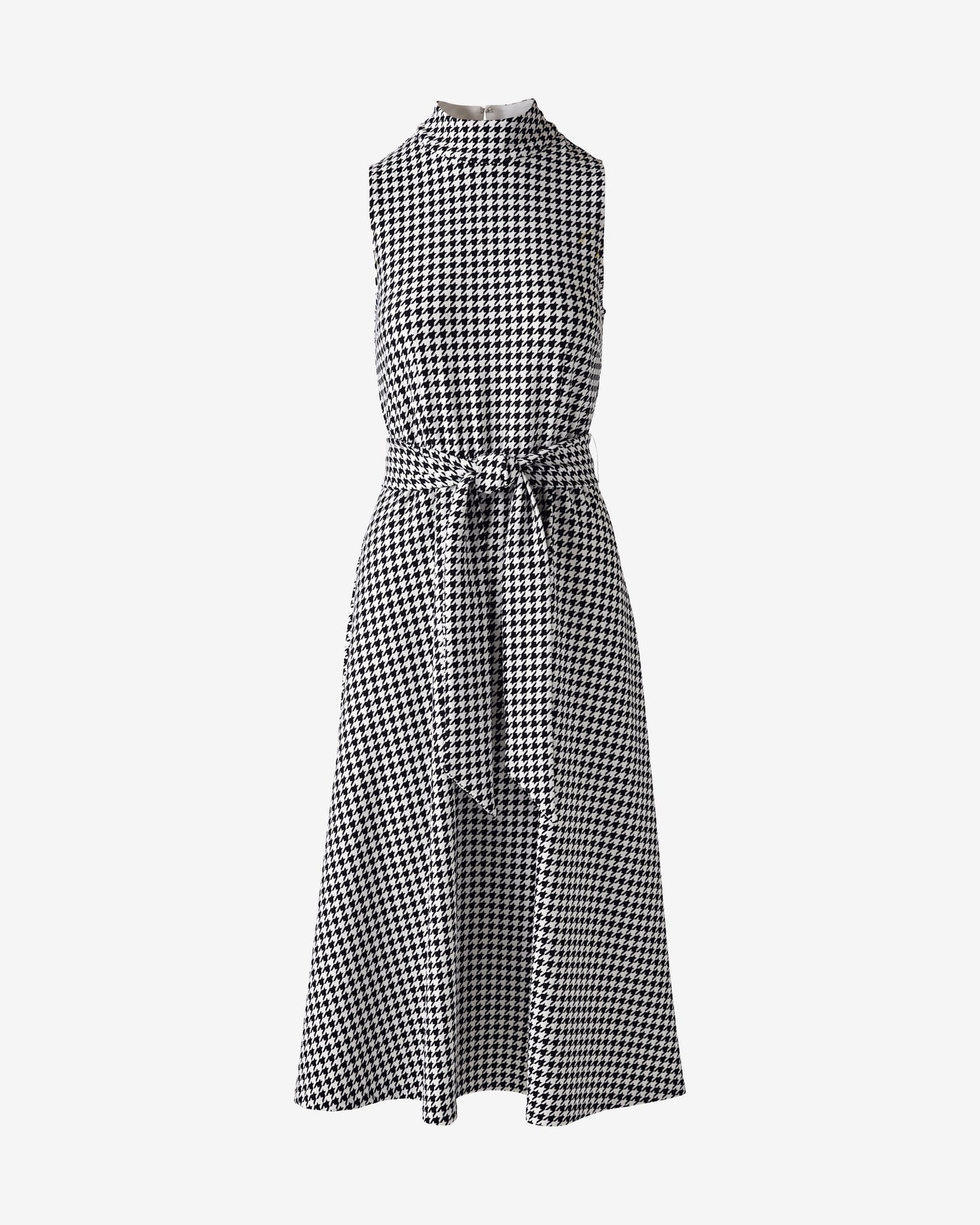Beyond Travel Houndstooth Mock Neck Midi Dress Fashion Houndstooth
