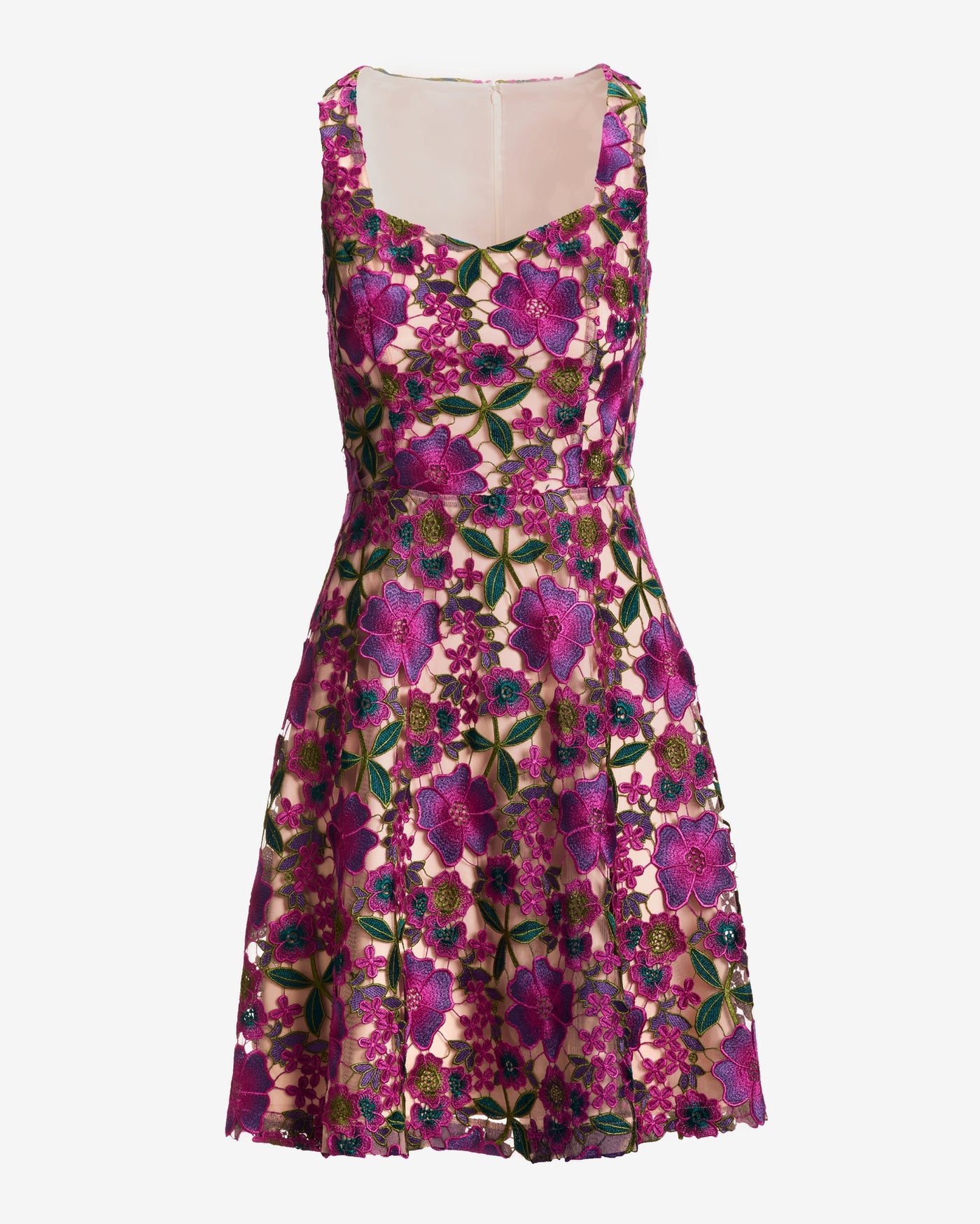 Purple Tones Floral Lace Fit and Flare Dress Purple Multi