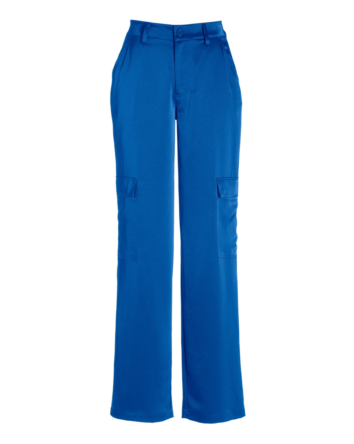 Malibu Satin High Waist Wide Leg Cargo Pant Classic Blue