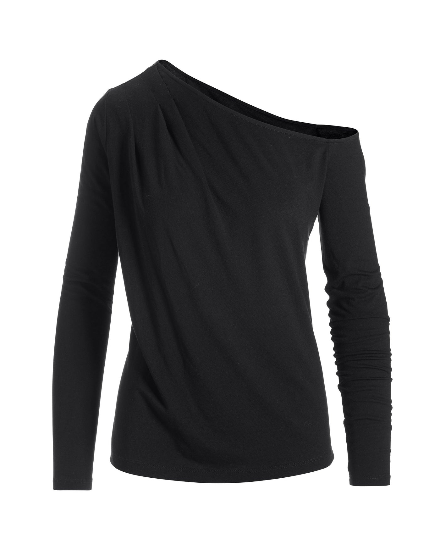 Slouchy Long-Sleeve Knit Tee Black