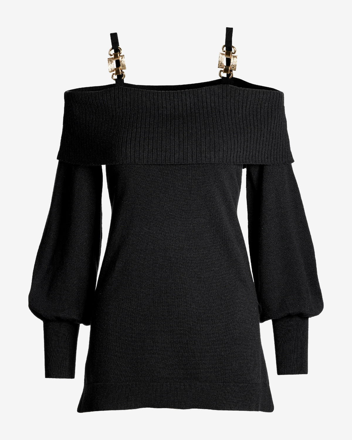 Hardware Strap Tunic Sweater Black
