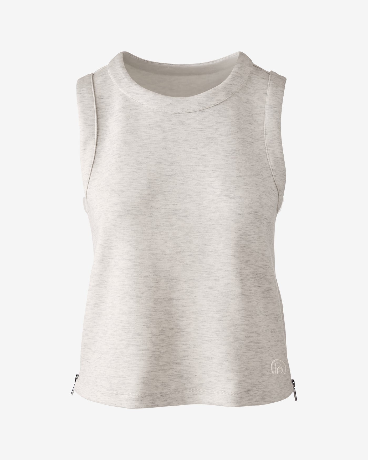Luxe Lounge High Neck Tank with Zipper Detail Light Heather Gray