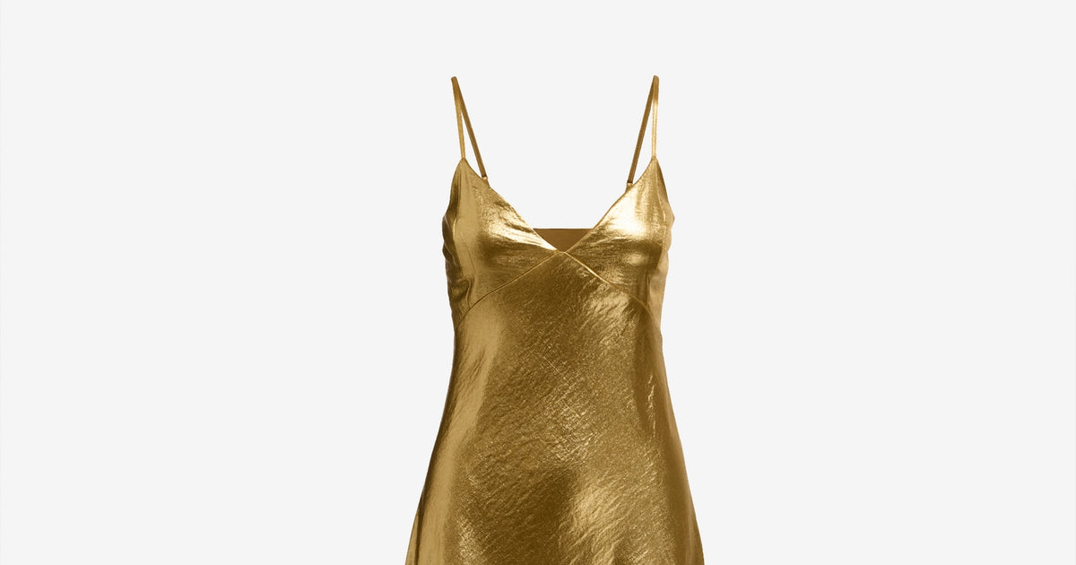 gold slip dress short Woman Metallic Gold Illa Slip Dress 100399
