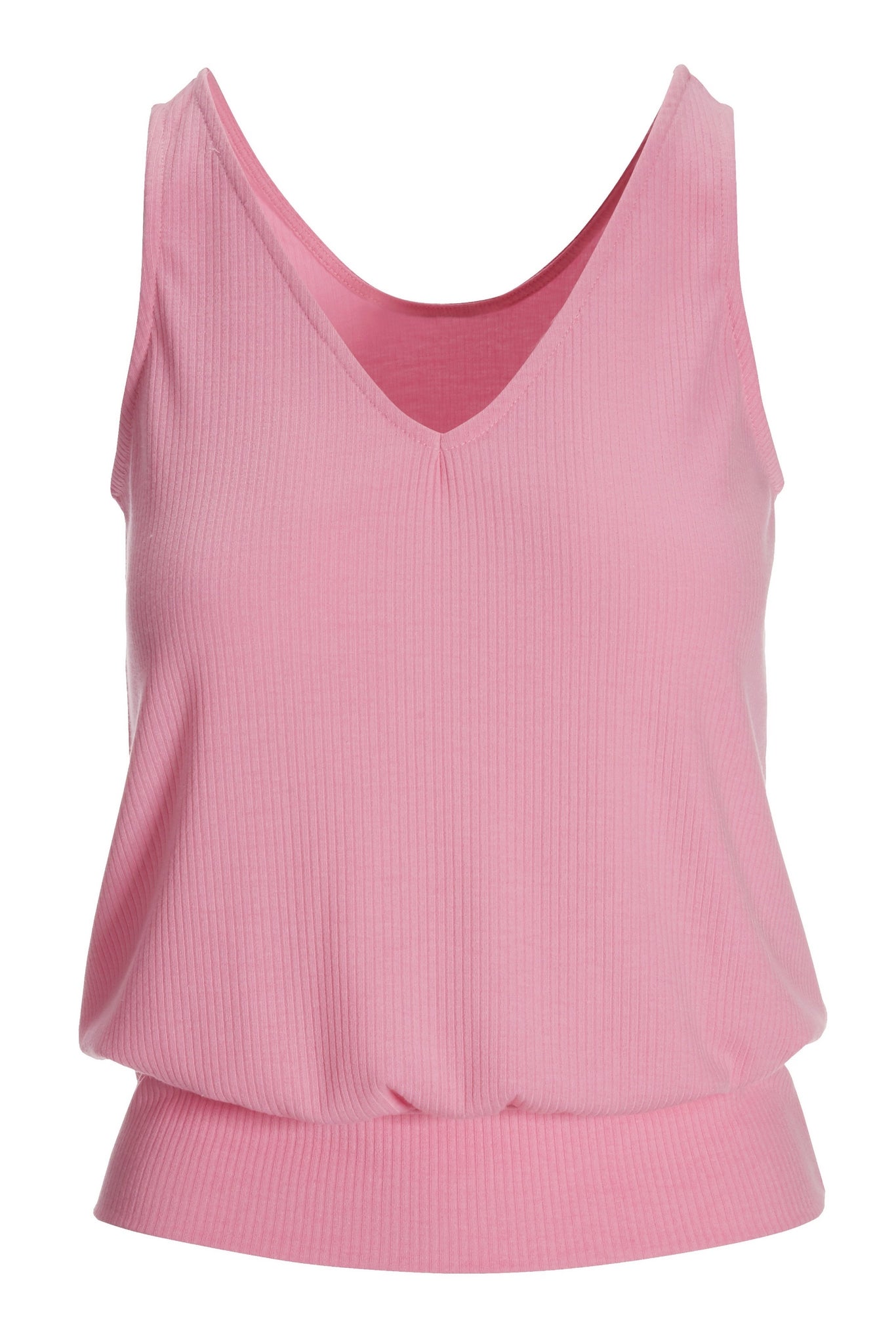 Ribbed Blouson Tank Pink