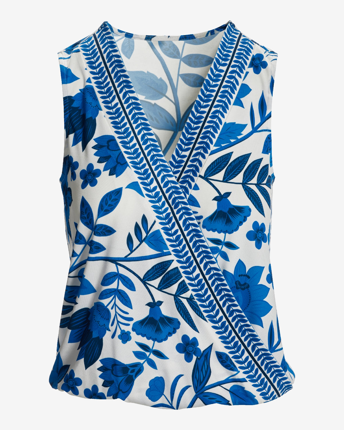 So Chic Sleeveless Printed Surplice Top Positano Fleurs