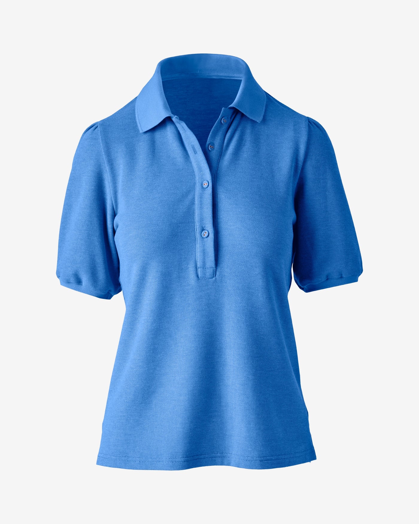Puff Sleeve Pique Polo Shirt Ultramarine