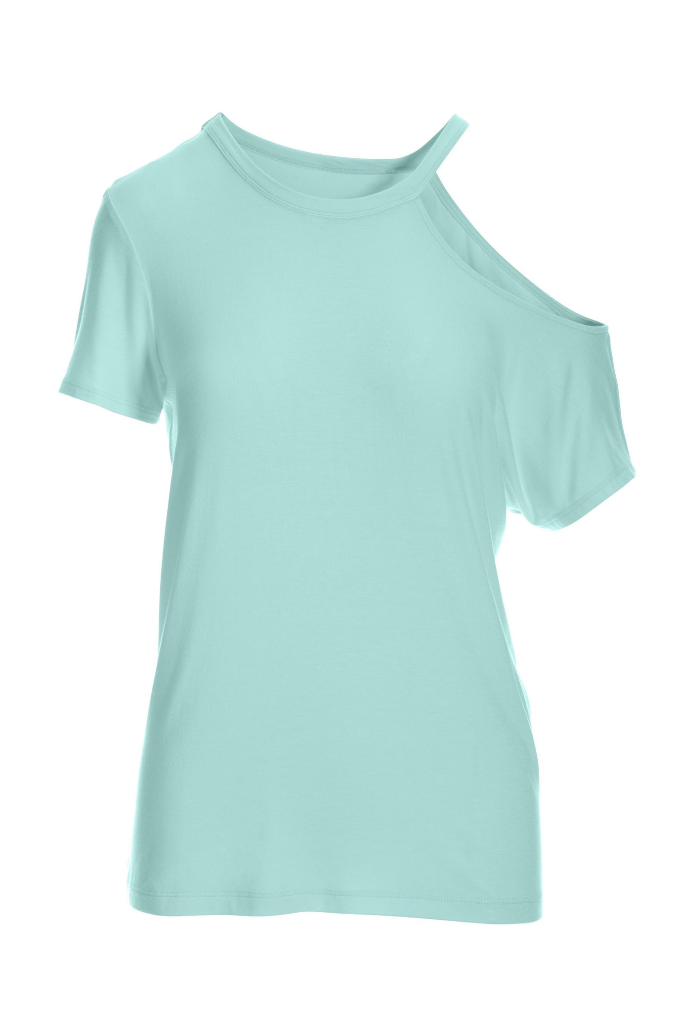 Cut Out One Shoulder Tee Blue Light