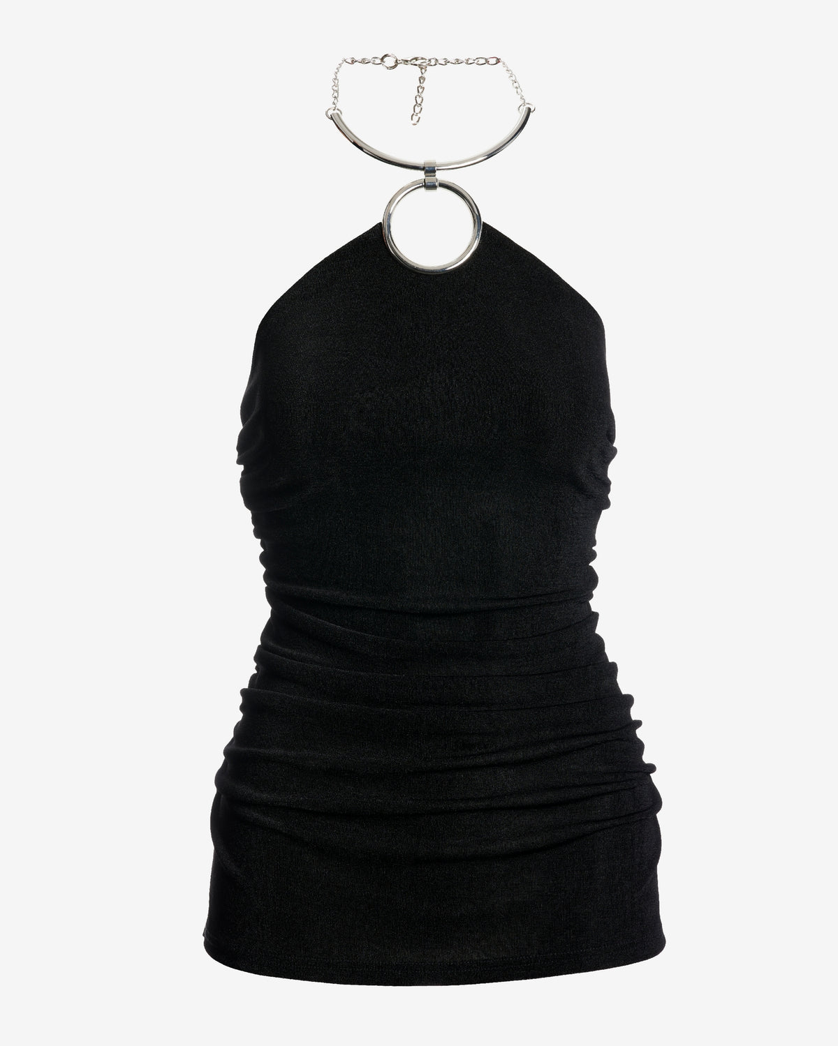 High Neck Hardware Slinky Tunic Black