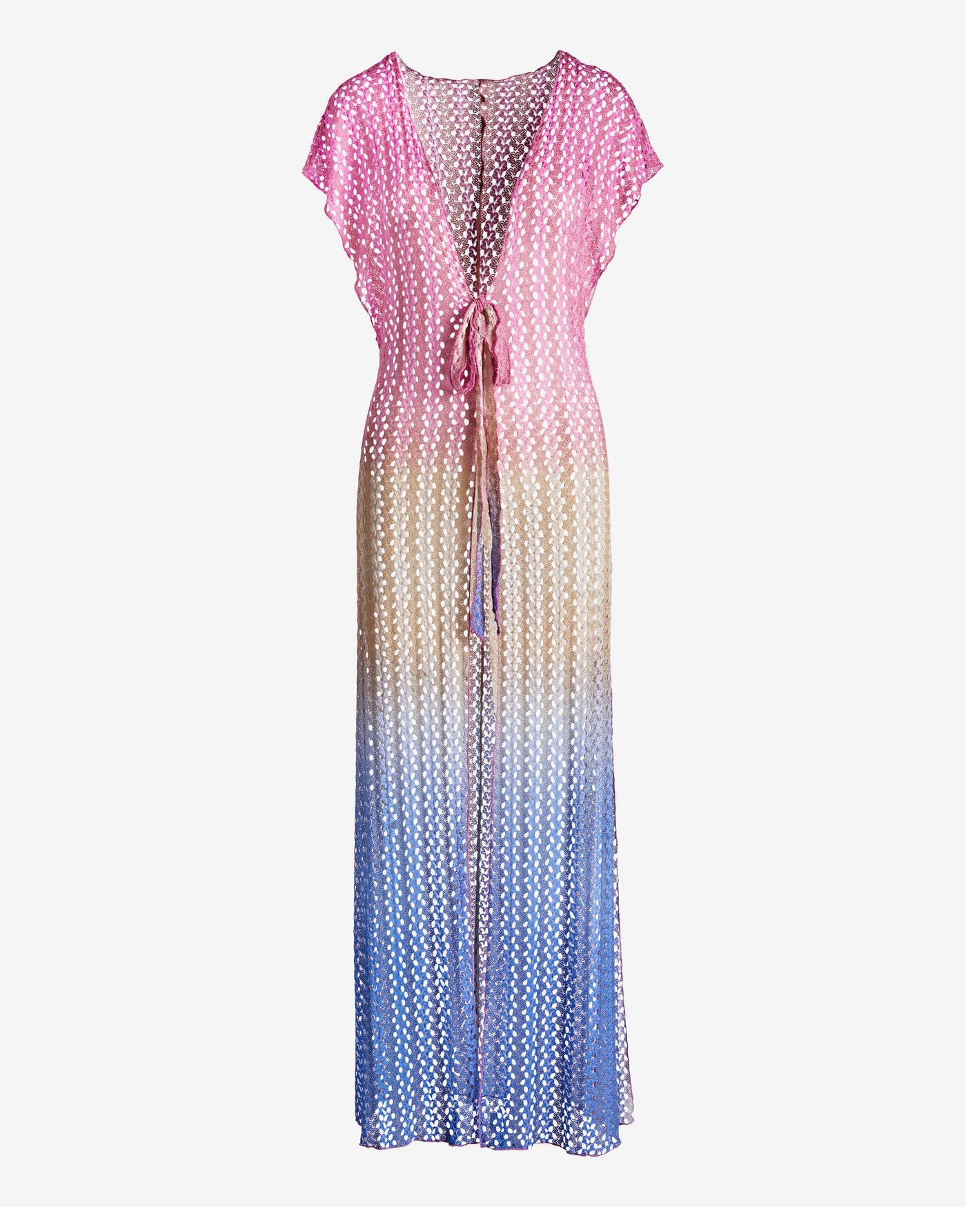 Ombre Crochet Maxi Coverup Pink Multi