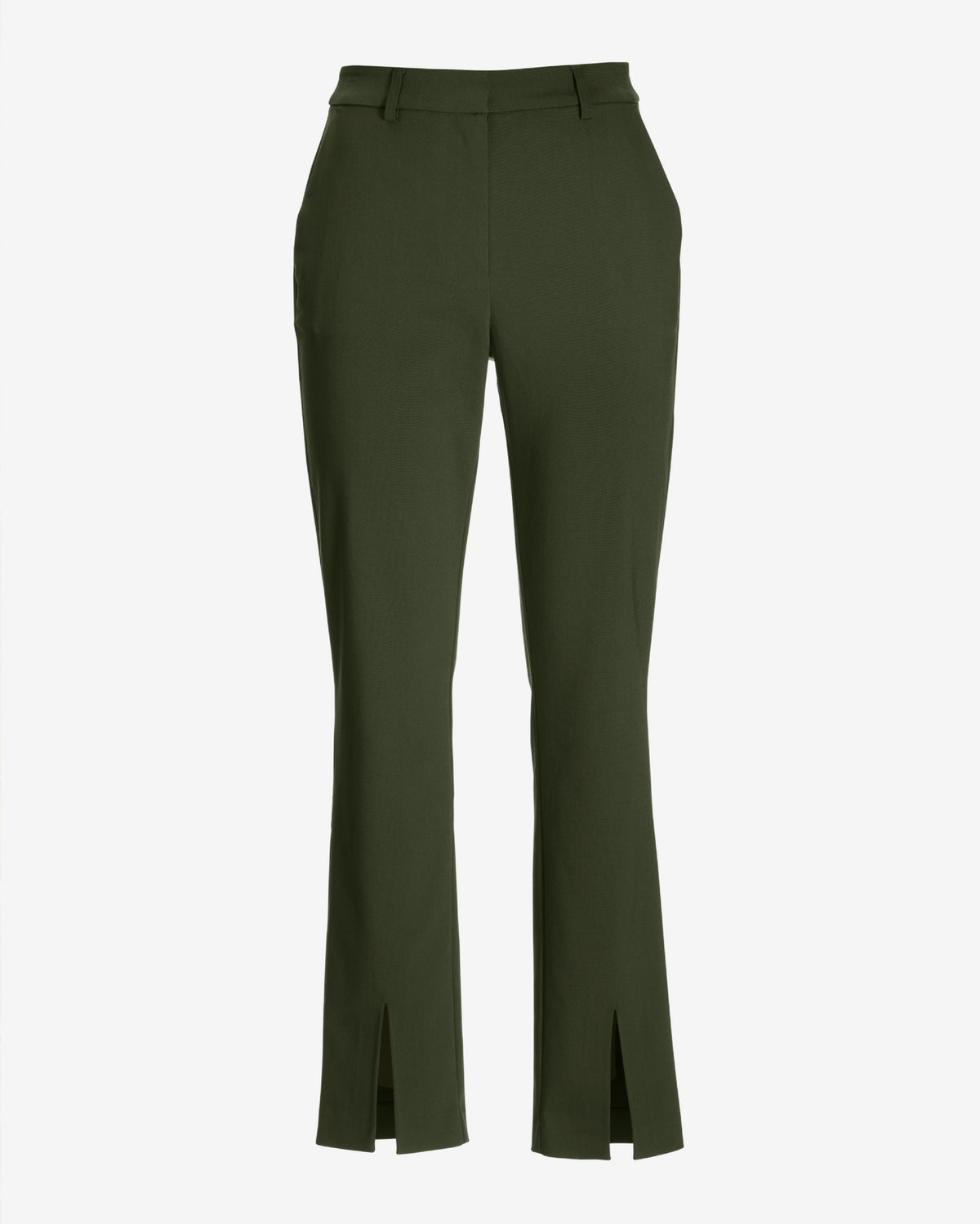 Newport Modern Slim Straight Leg Slit Front Trouser Pant Olive Night