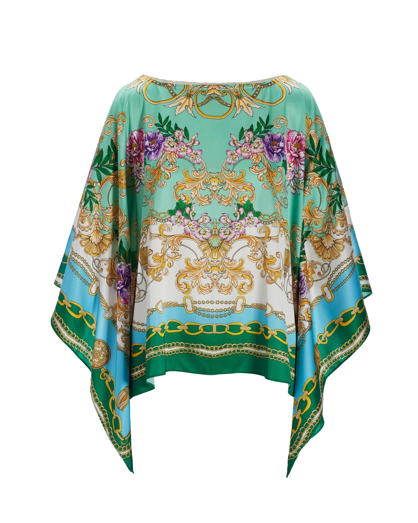 Floral Status Print Effortless Charmeuse Blouse Multi
