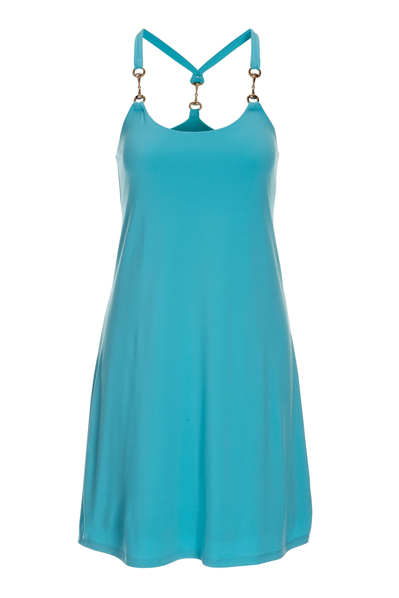 Hardware Sleeveless Tank Dress Splash Blue