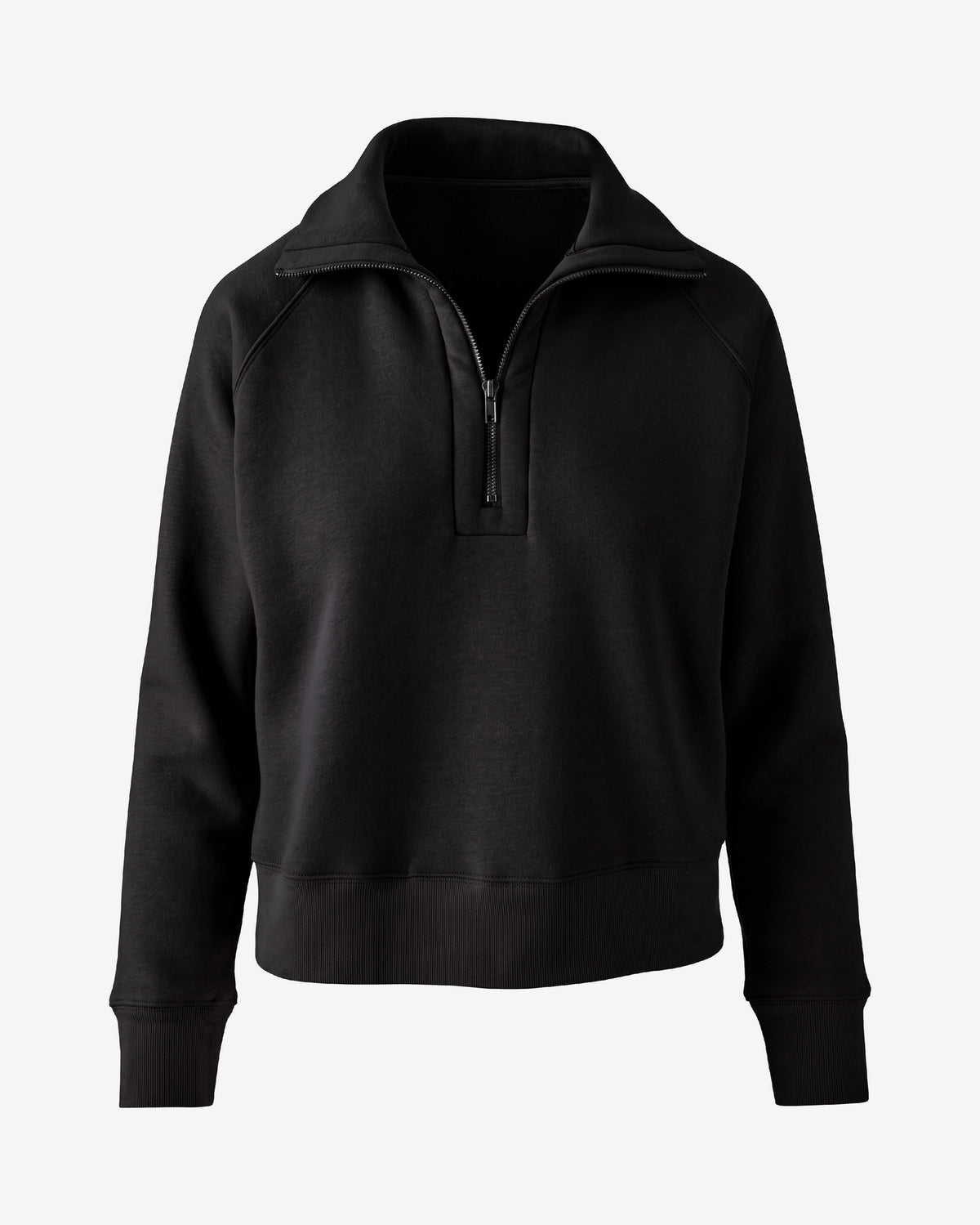 Brushed French Terry Half Zip Collared Sweatshirt Black