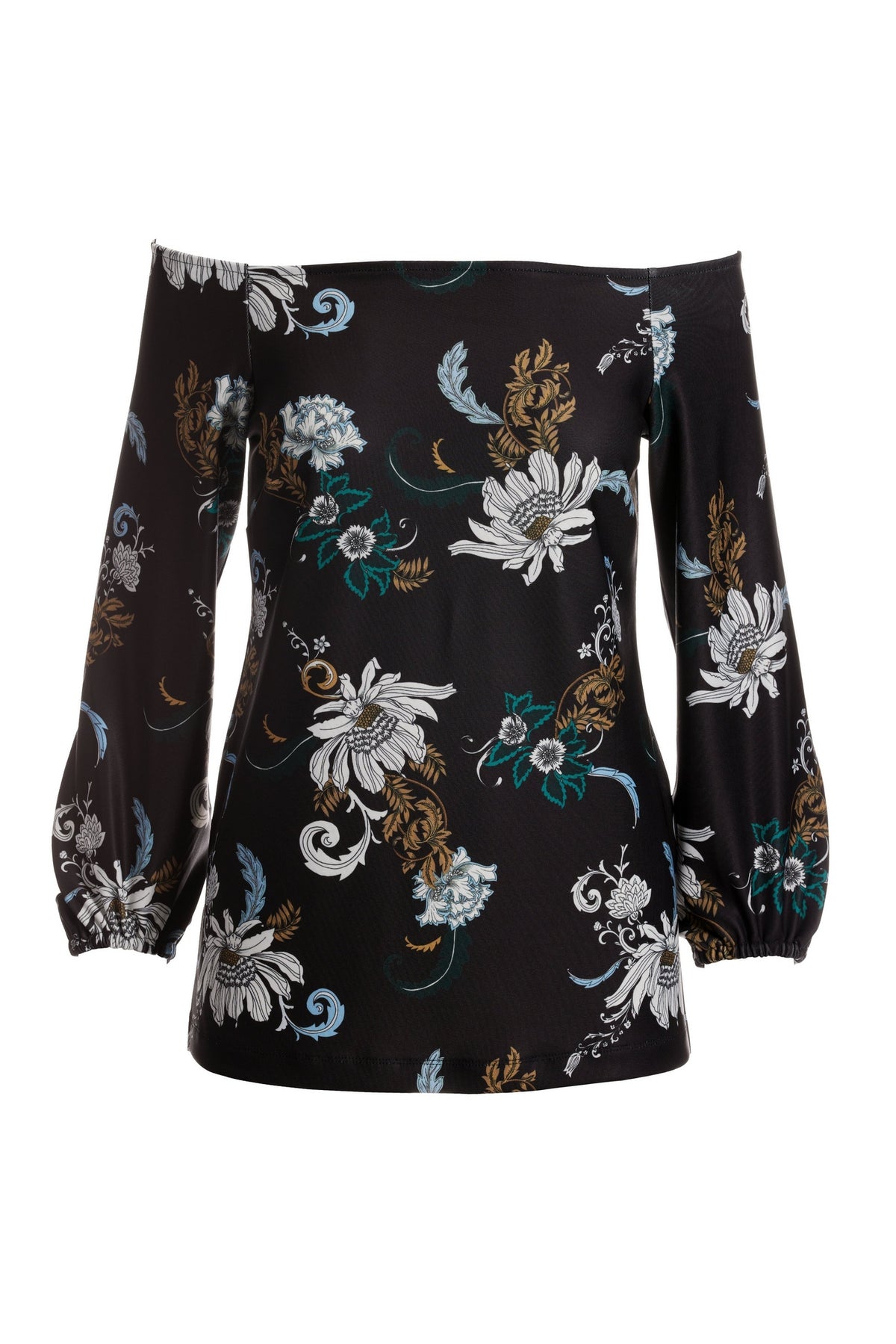 Beyond Travel Floral Status Off The Shoulder Top Black Multi