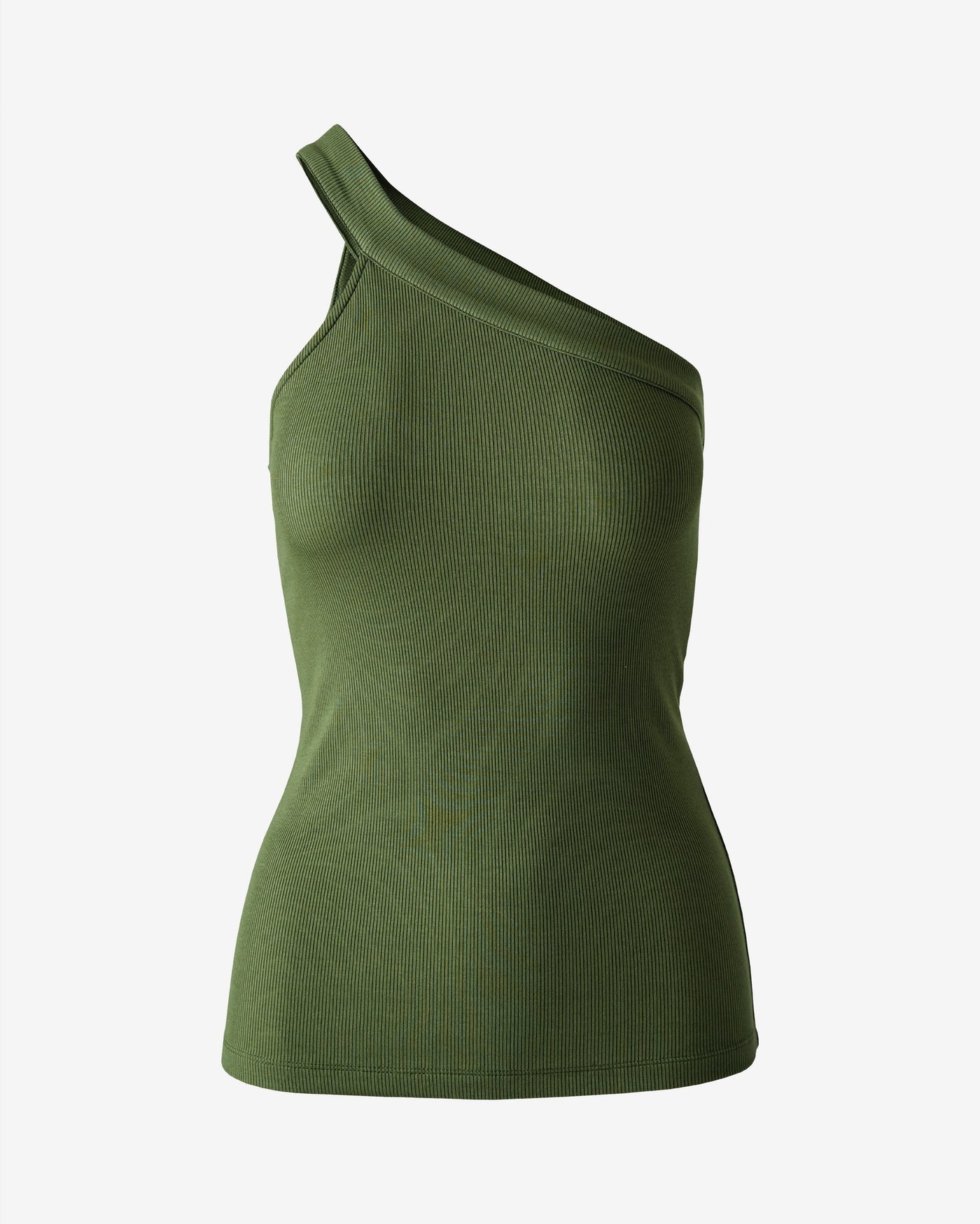 So Essential One Shoulder Asymmetrical Tank Bronze Green