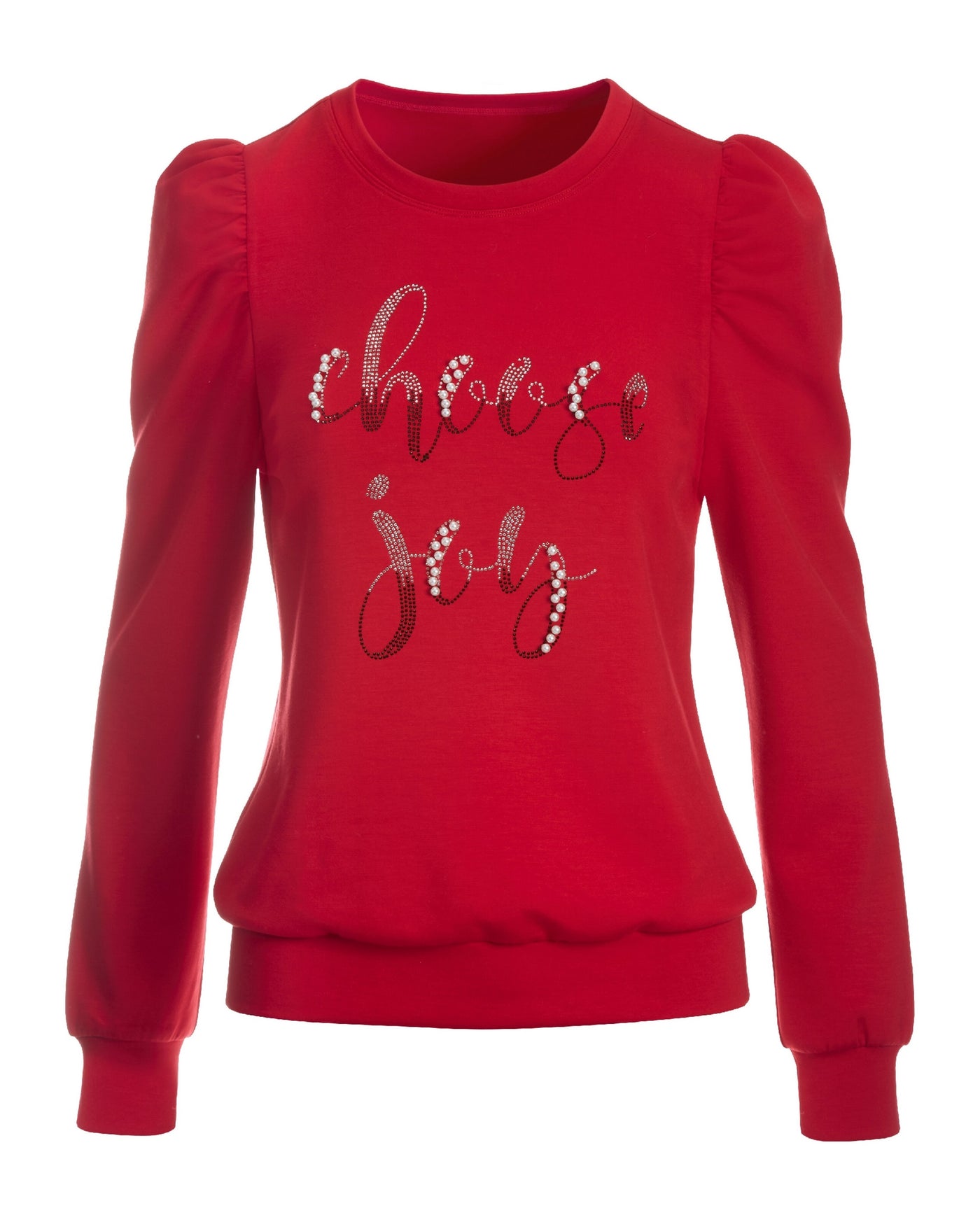 Choose Joy Faux Pearl Sweatshirt Red
