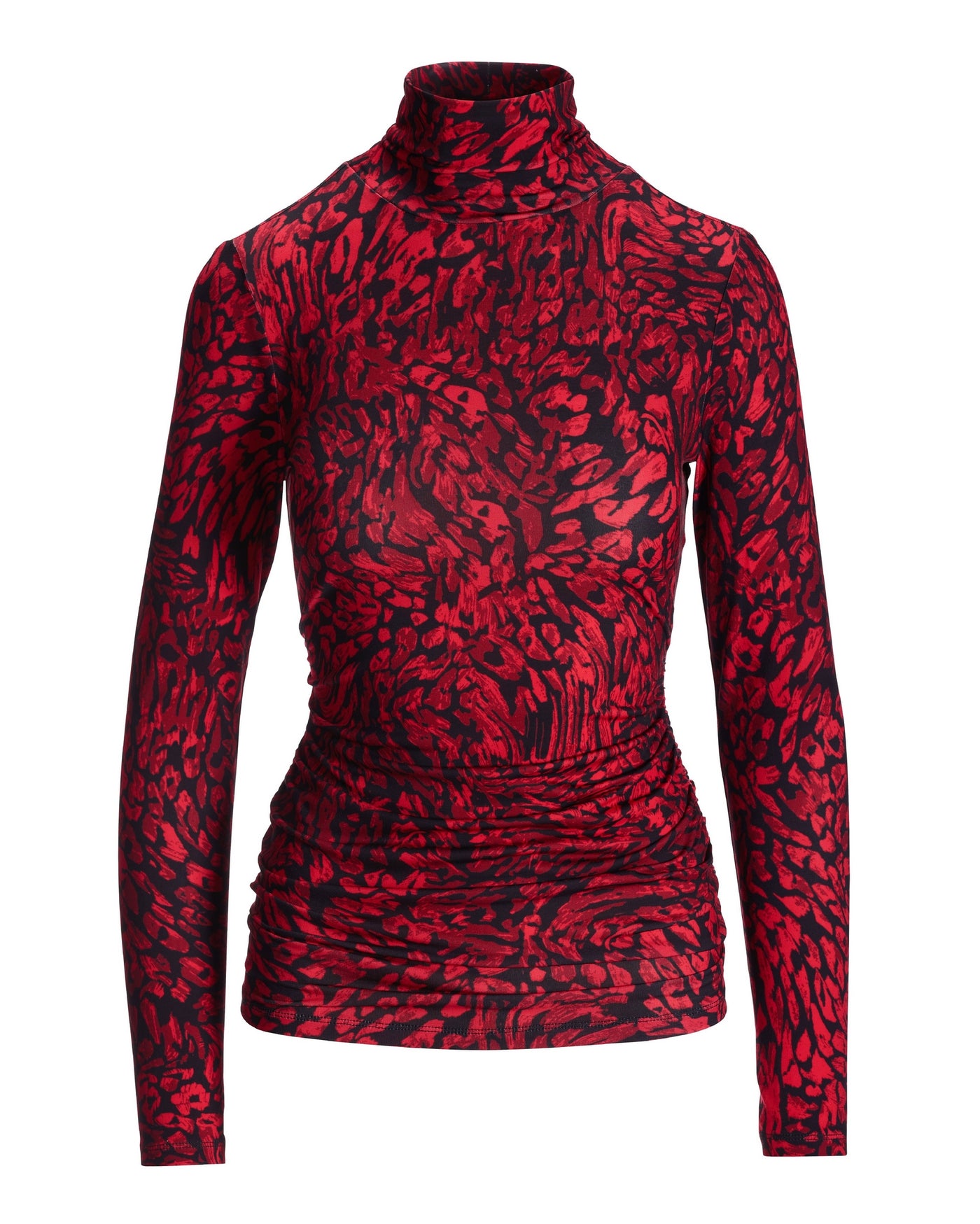 So Chic Crimson Cheetah Turtleneck Red