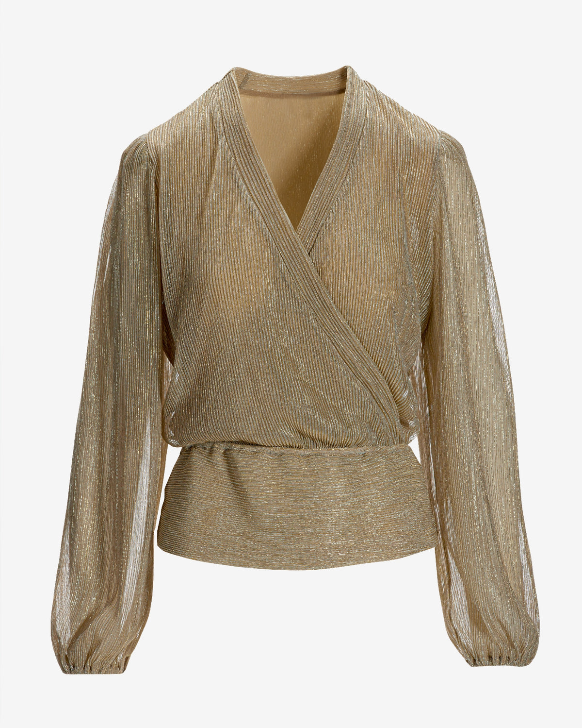 Shimmer Surplice Blouson Top Gold