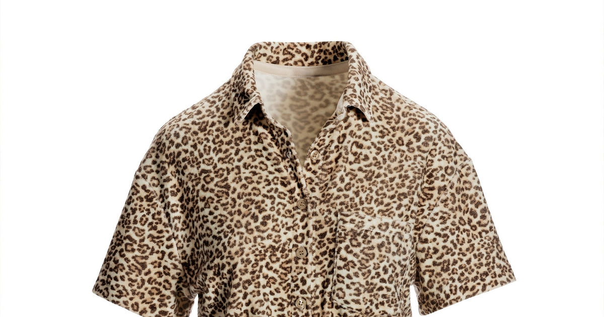 Beach Terry Mini Cheetah Printed Romper - Brown & Boston Proper