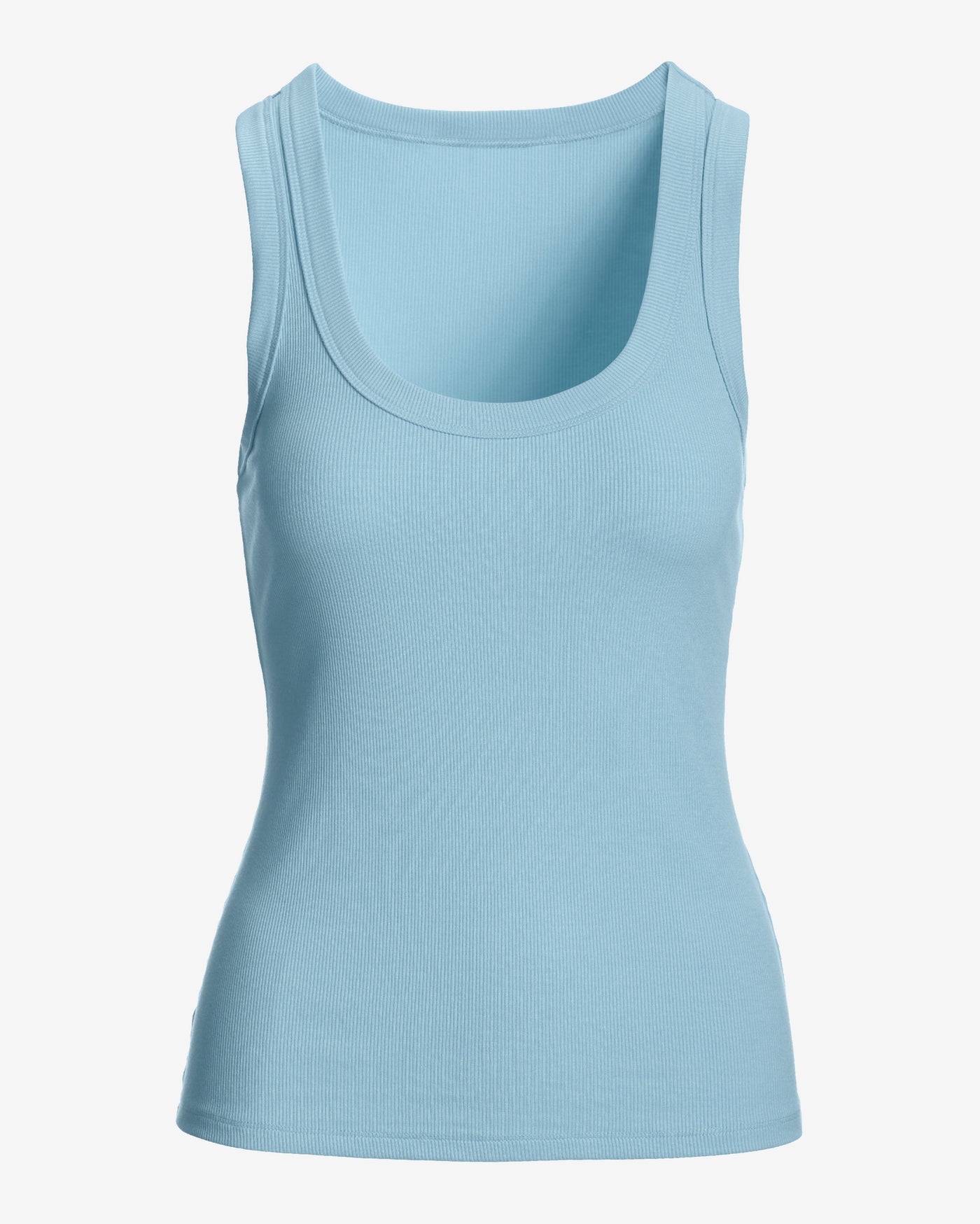 So Essential Scoop Neck Ribbed Top Blue Topaz