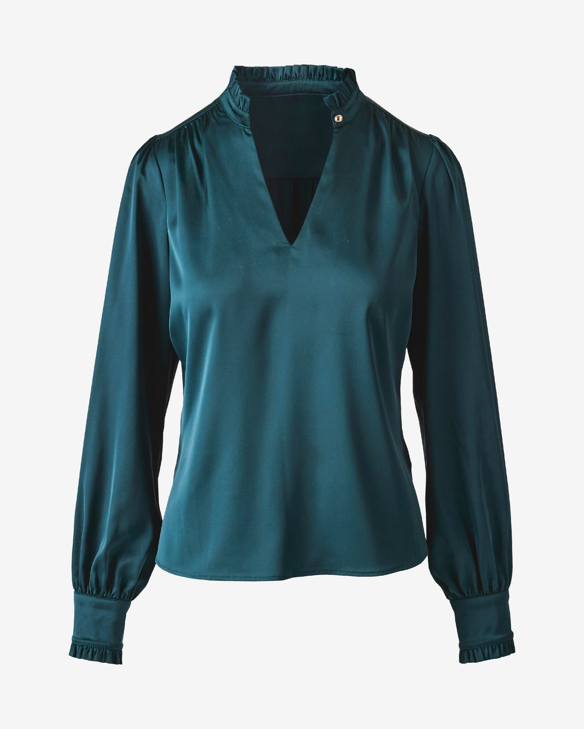 Charmeuse Ruffle Collar Long Sleeve Blouse Hunt Club
