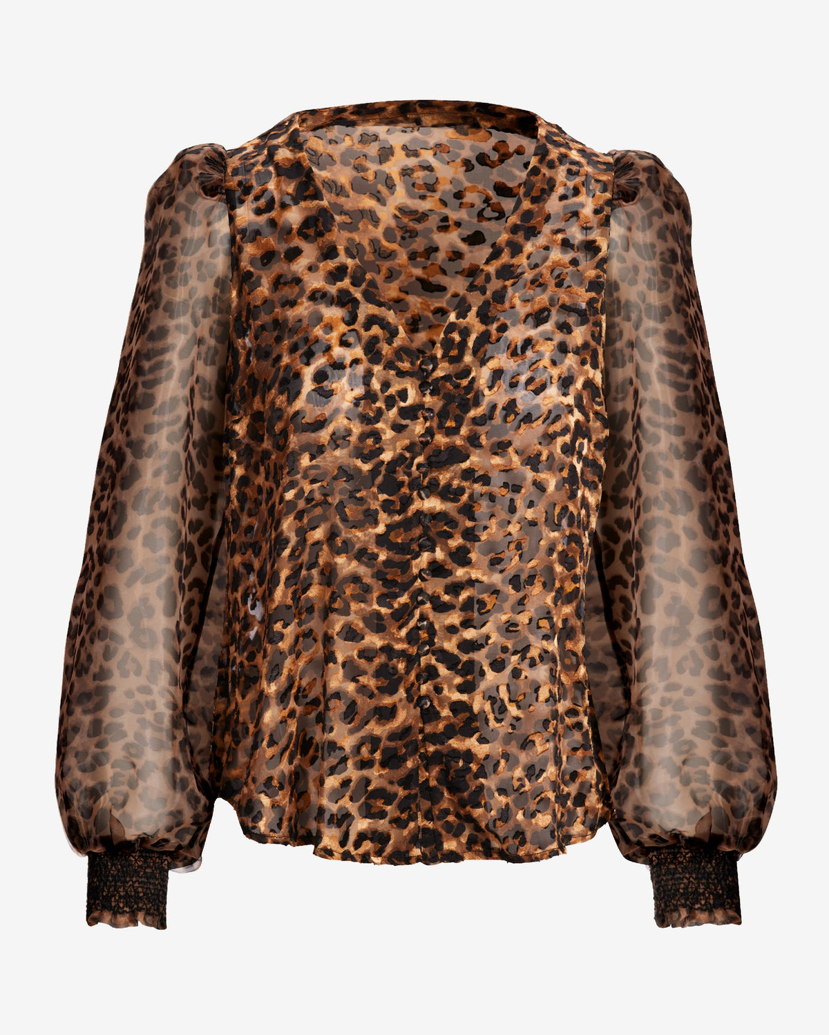 Organza Cheetah Print Top Brown