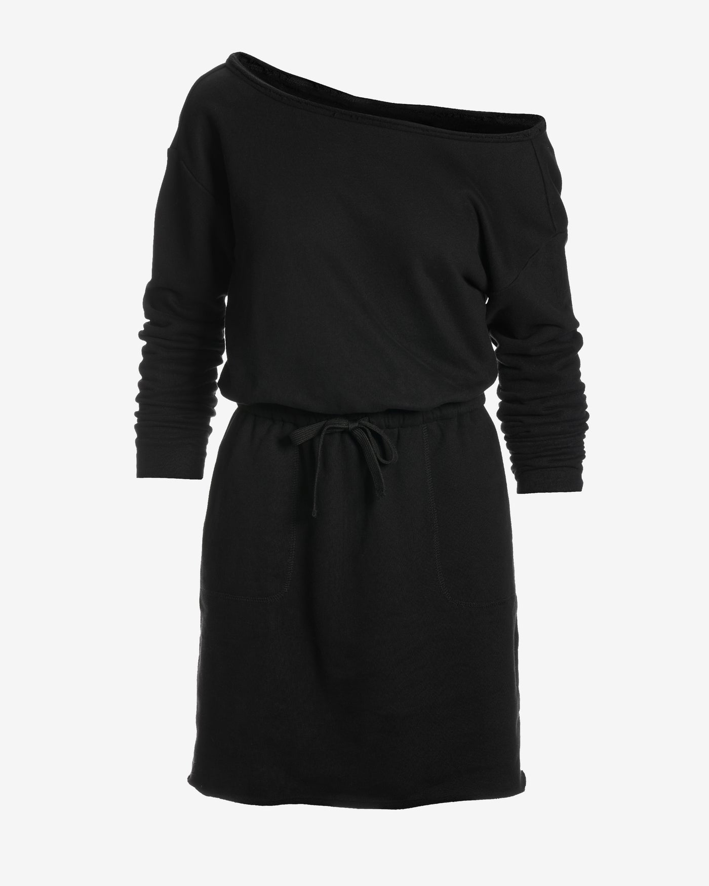 Cotton Comfort Slouchy Drawstring Sport Dress Black