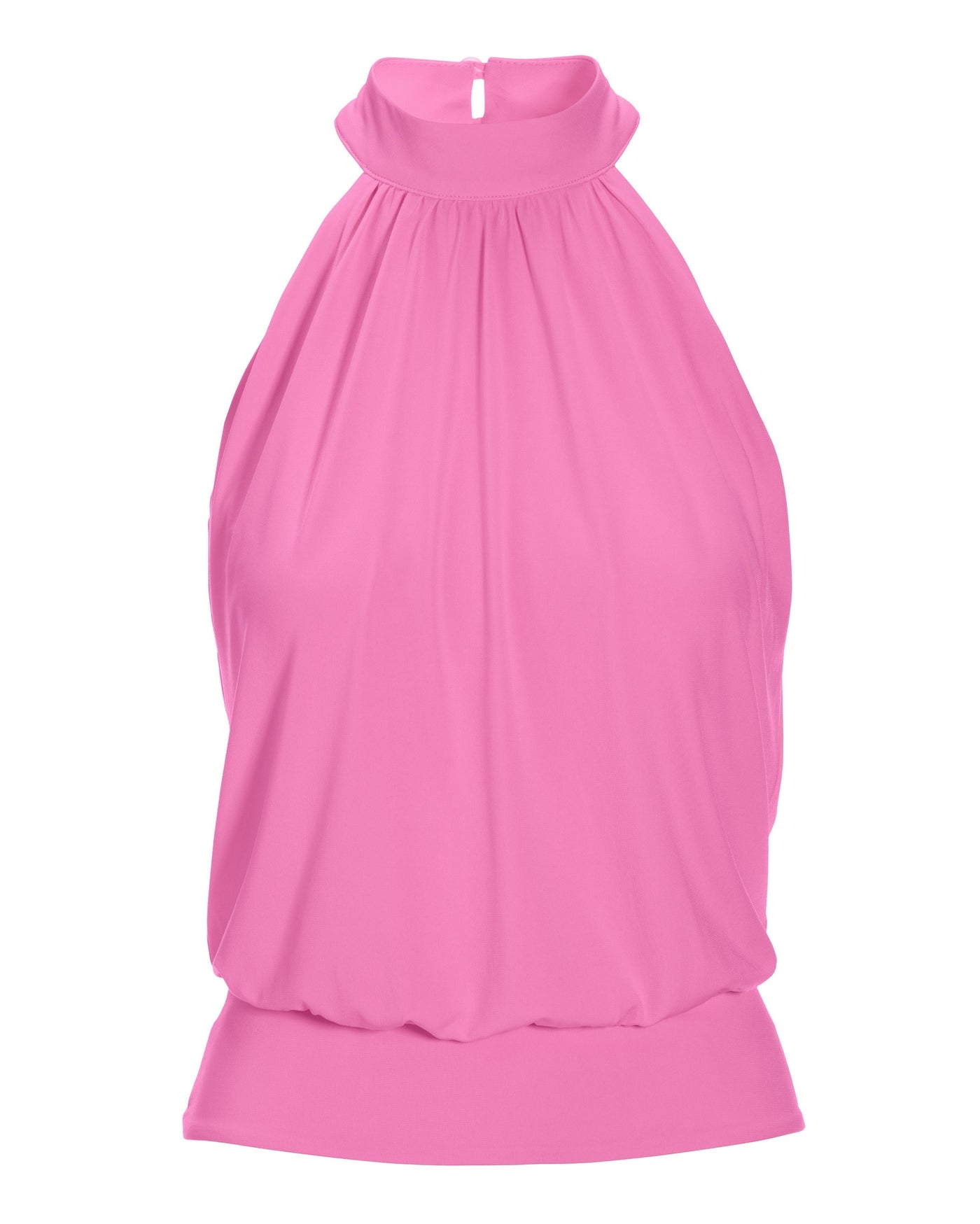 Halter Banded-Bottom Mock-Neck Knit Top Sachet Pink