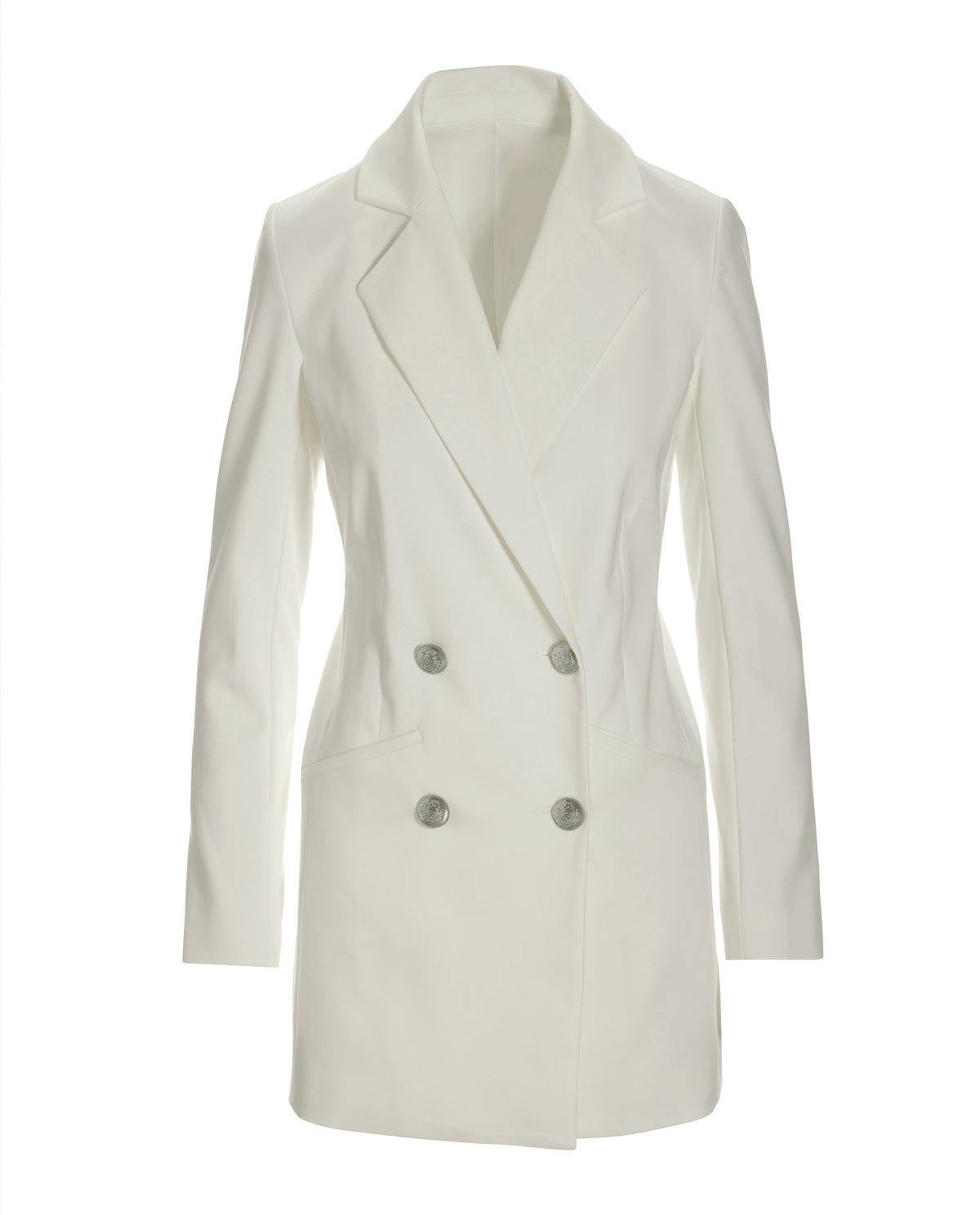Modern Long Tailored Blazer Ivory