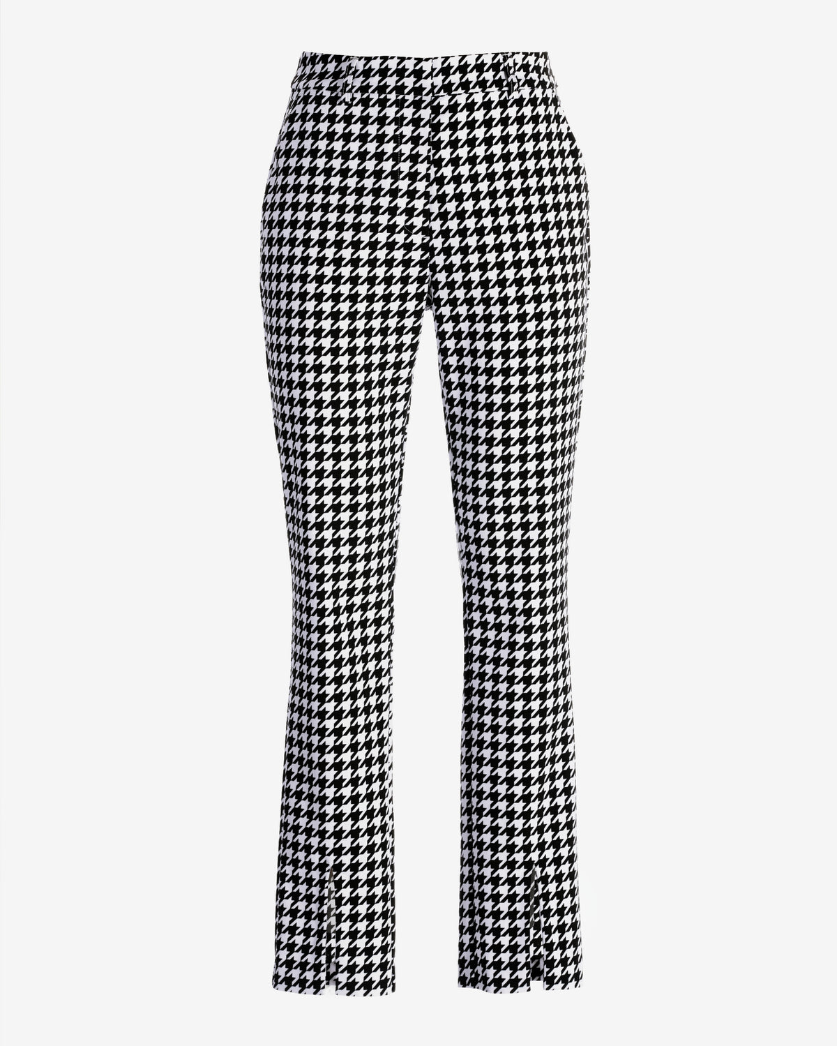 Newport Modern Slim Straight Leg Slit-Front Printed Trouser Pant Black/White
