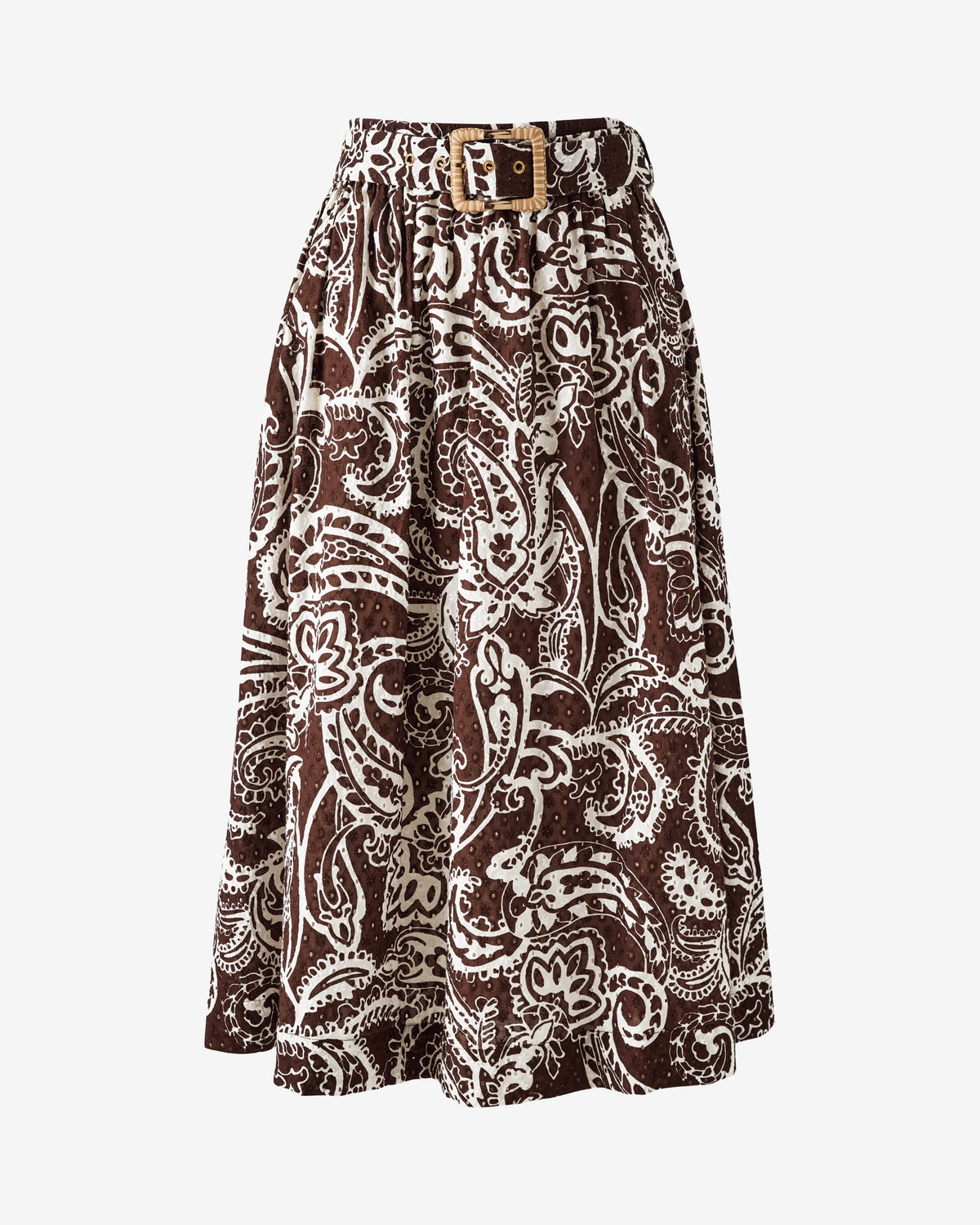 Paisley Printed Eyelet Maxi Skirt Bohemian Paisley